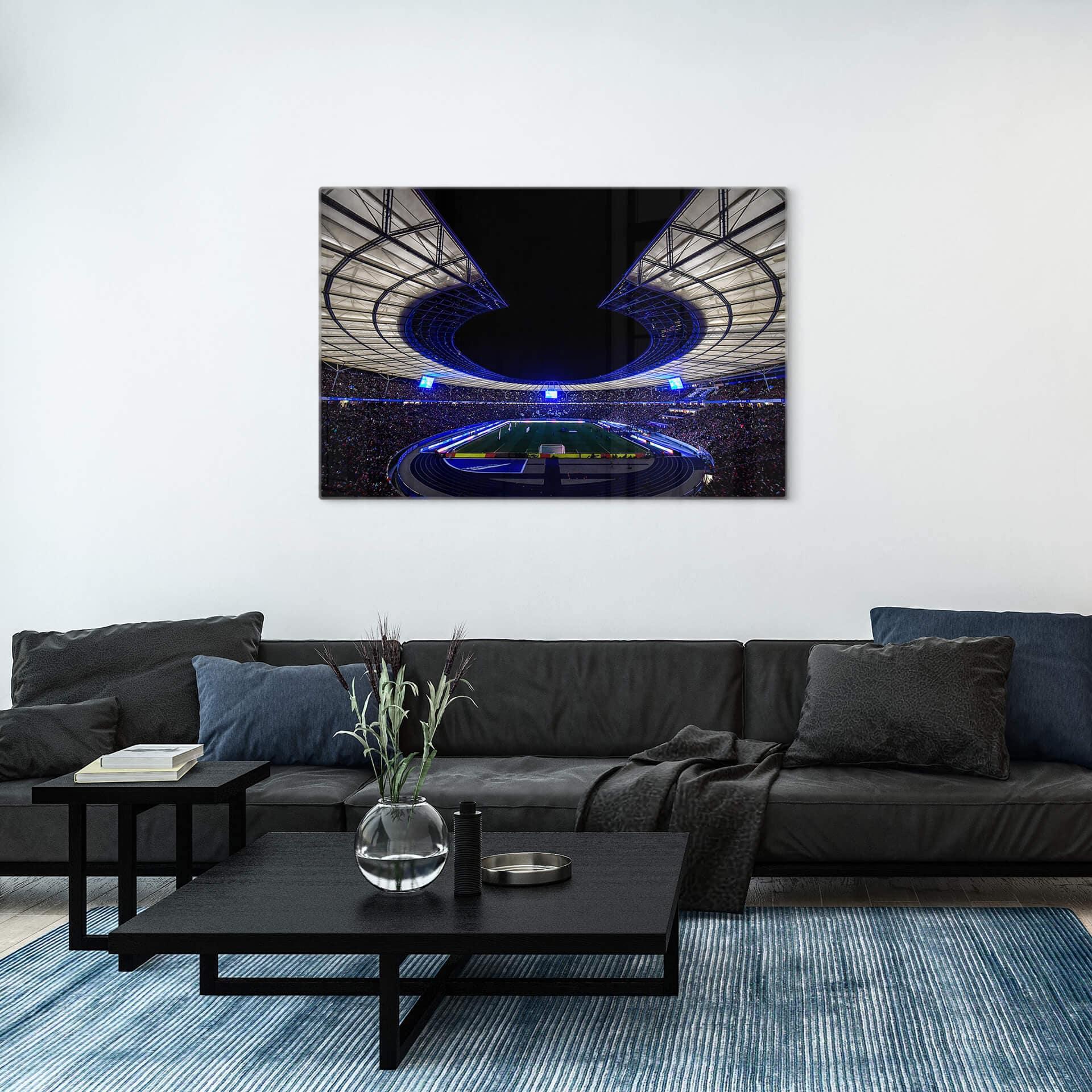 Glasbild Hertha BSC Olympiastadion bei Nacht