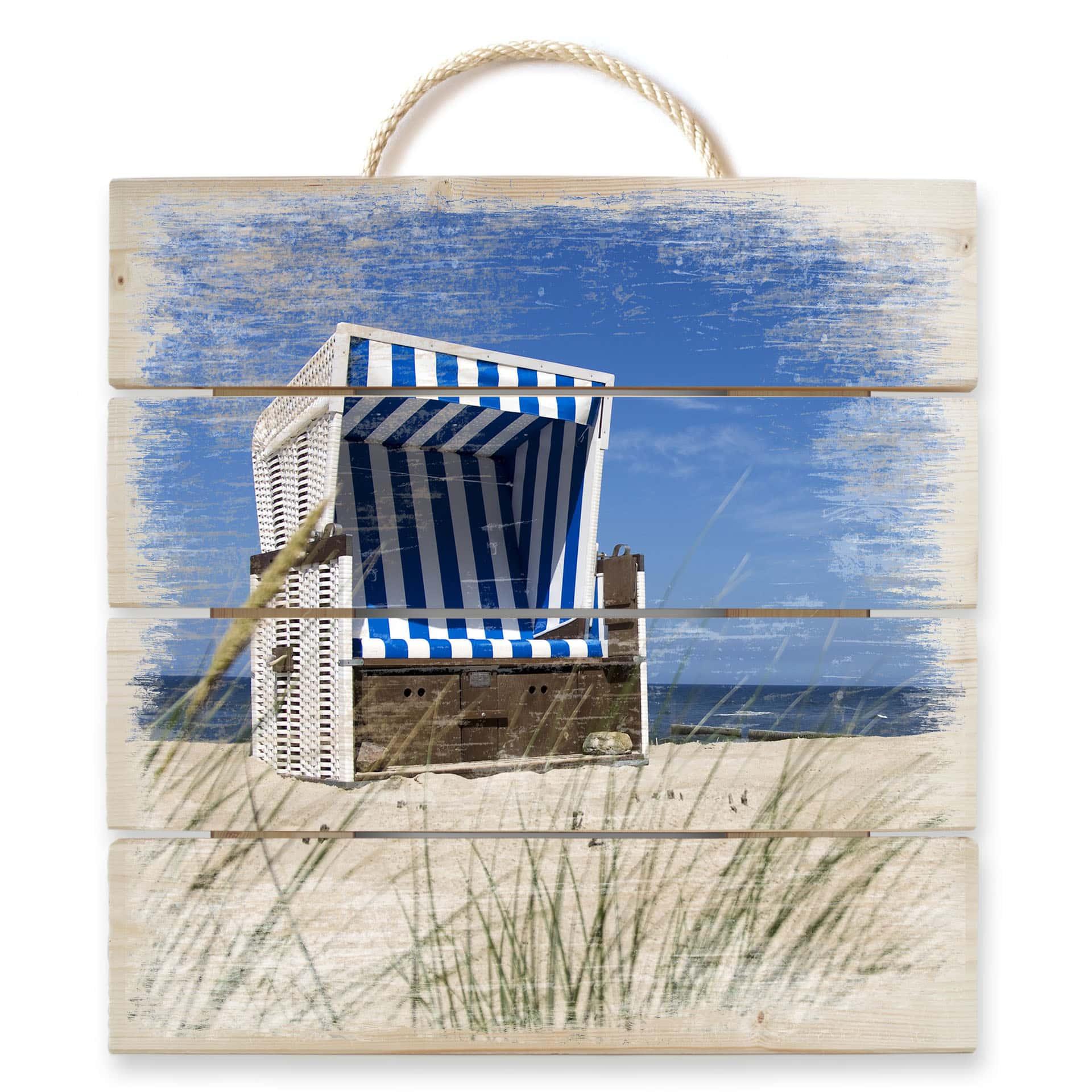 Obraz drewniany krzesło plażowe - 40x41,5 cm