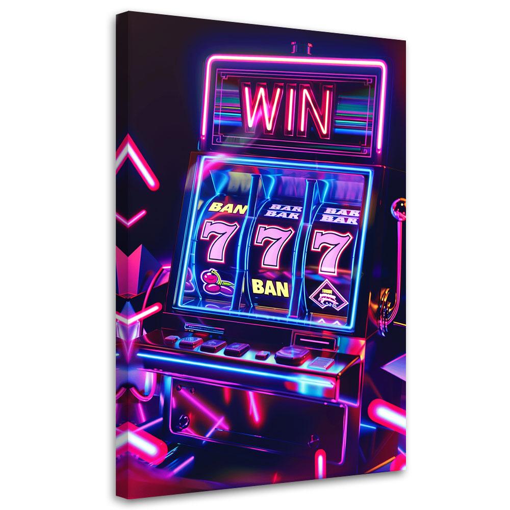 Leinwandbild Neon-Spielautomat