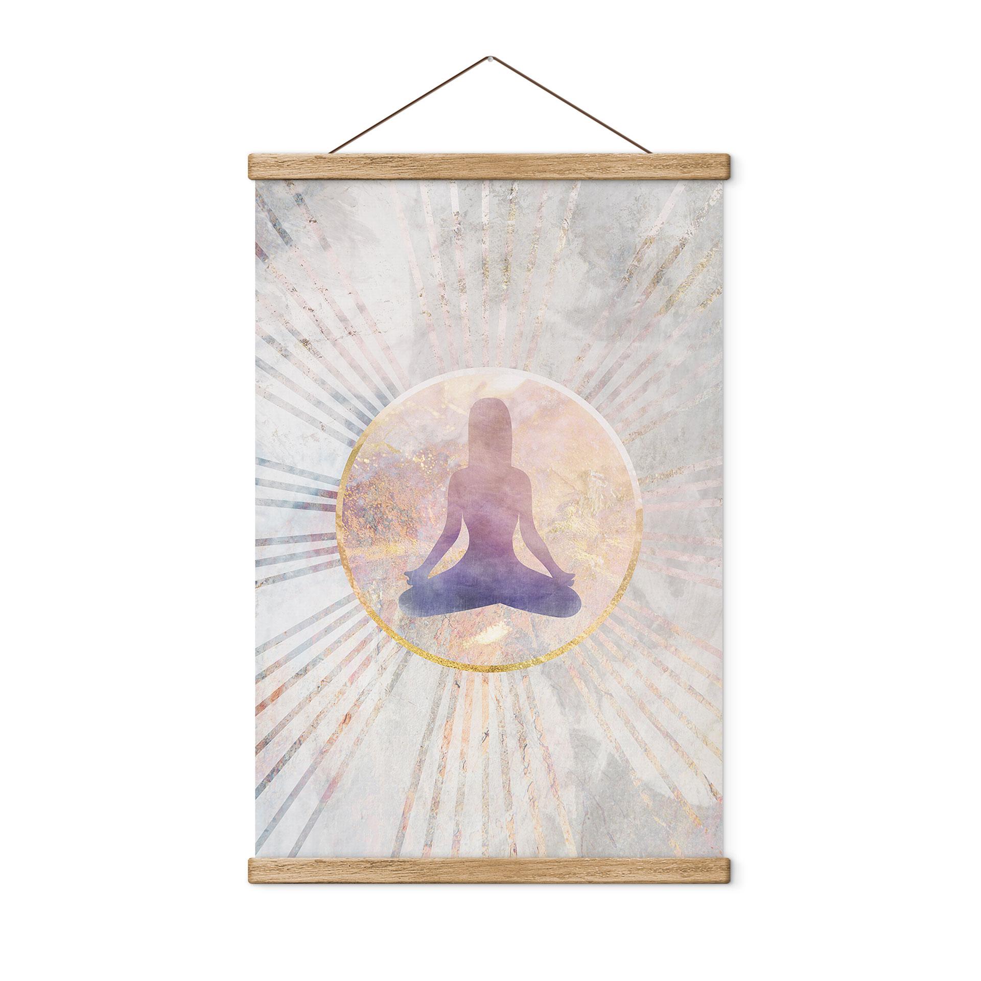 Lotus sæde Tekstil plakat - Meditation i gyldent lys - Manovski