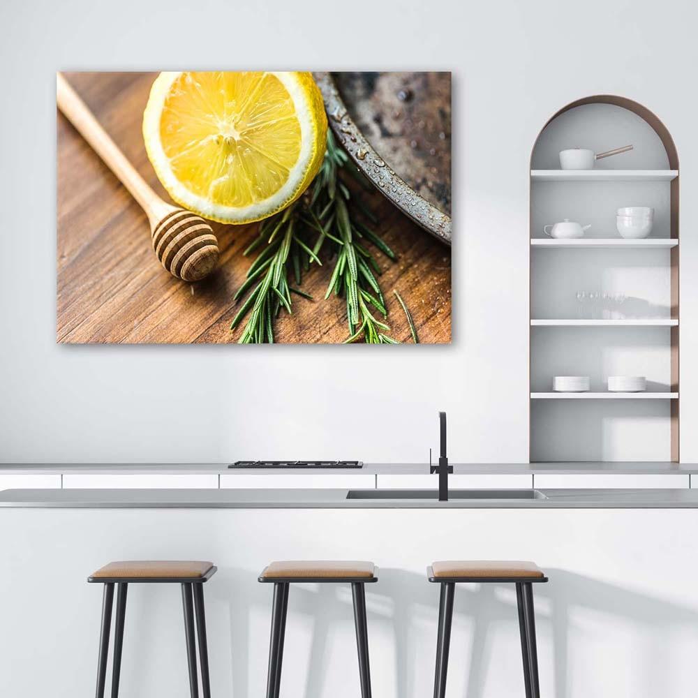 Canvasbillede, Citron og rosmarin
