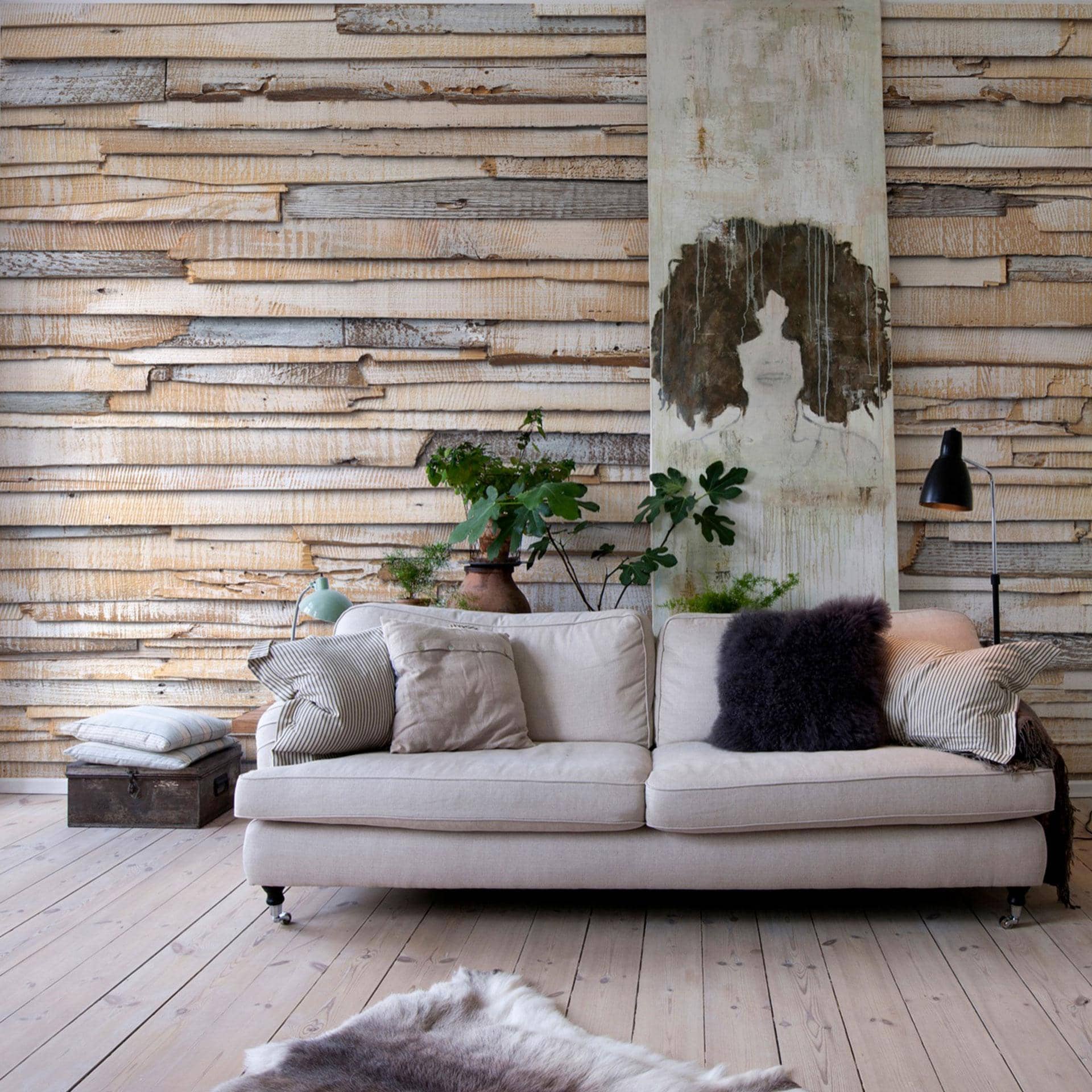 Fotobehang Papierbehang Whitewashed Wood