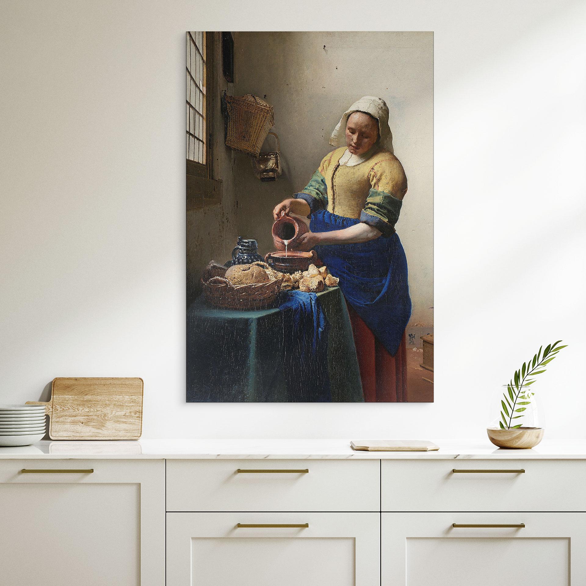 Wandbild Vermeer - Das Mädchen mit dem Milchkrug - Alu-Dibond