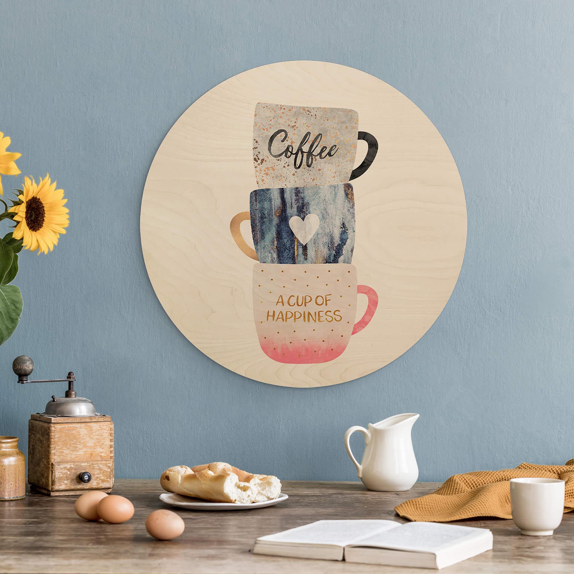 Fredriksson Billede af træ - A Cup of Happiness - Rund
