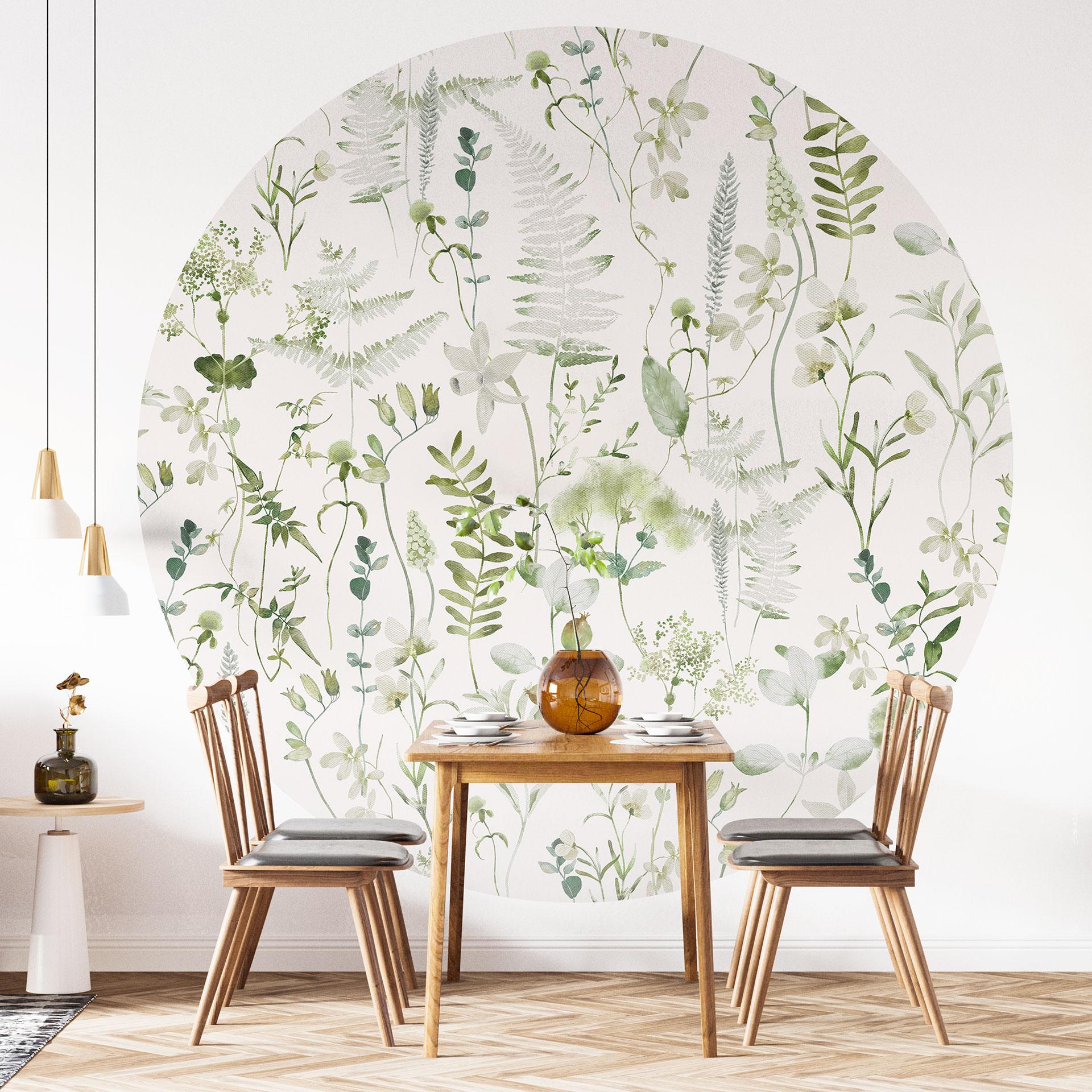 Tapet cirkel Urter og vilde blomster - UN Designs - vliesetapet/selvklæbende non-woven tapet