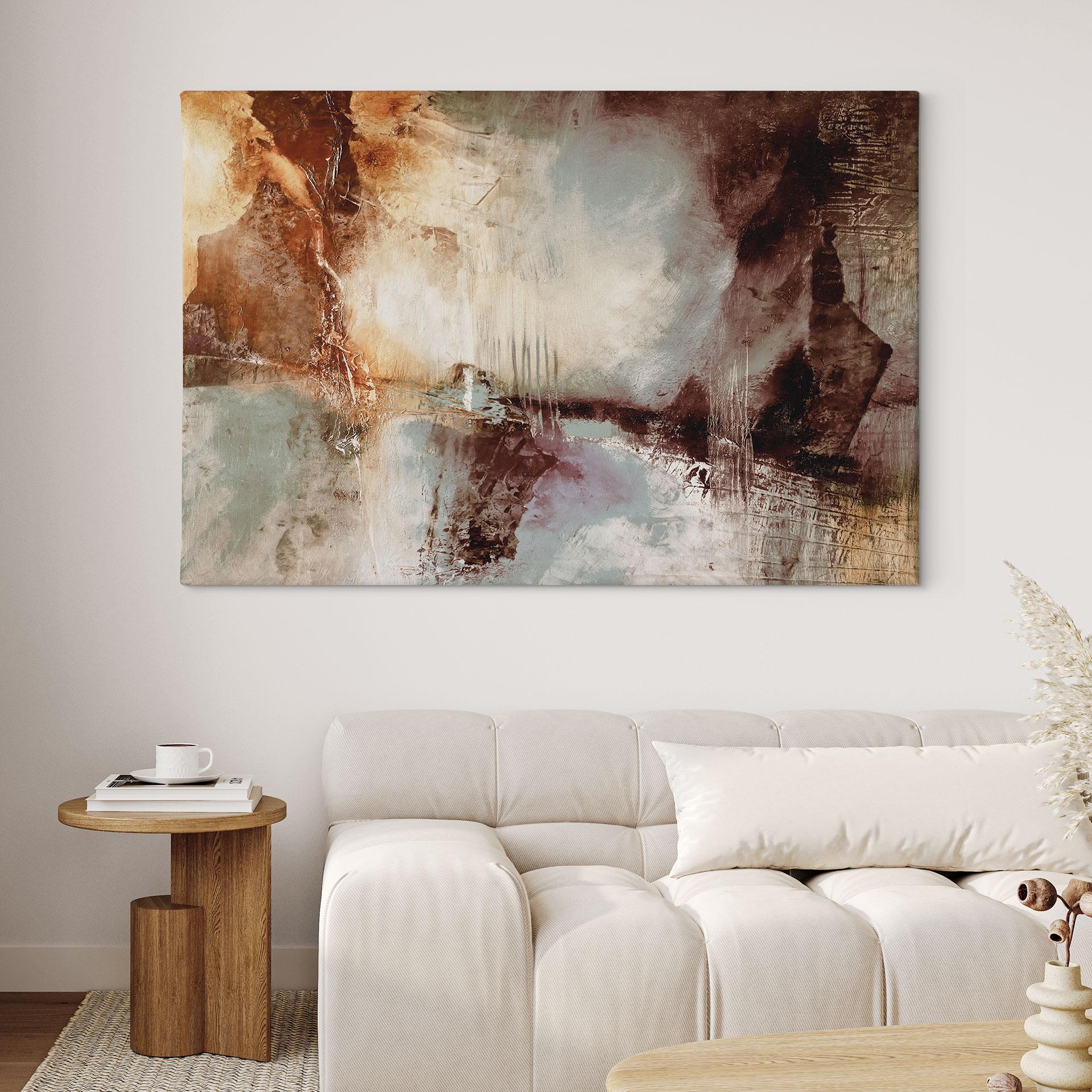 Leinwandbild Abstrakt - Goldene Spuren im Nebellicht - Schmucker