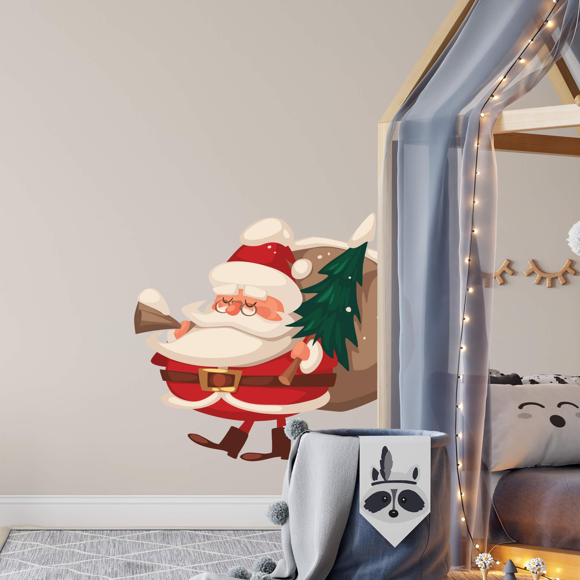 Muursticker Kerstman (Vintage)