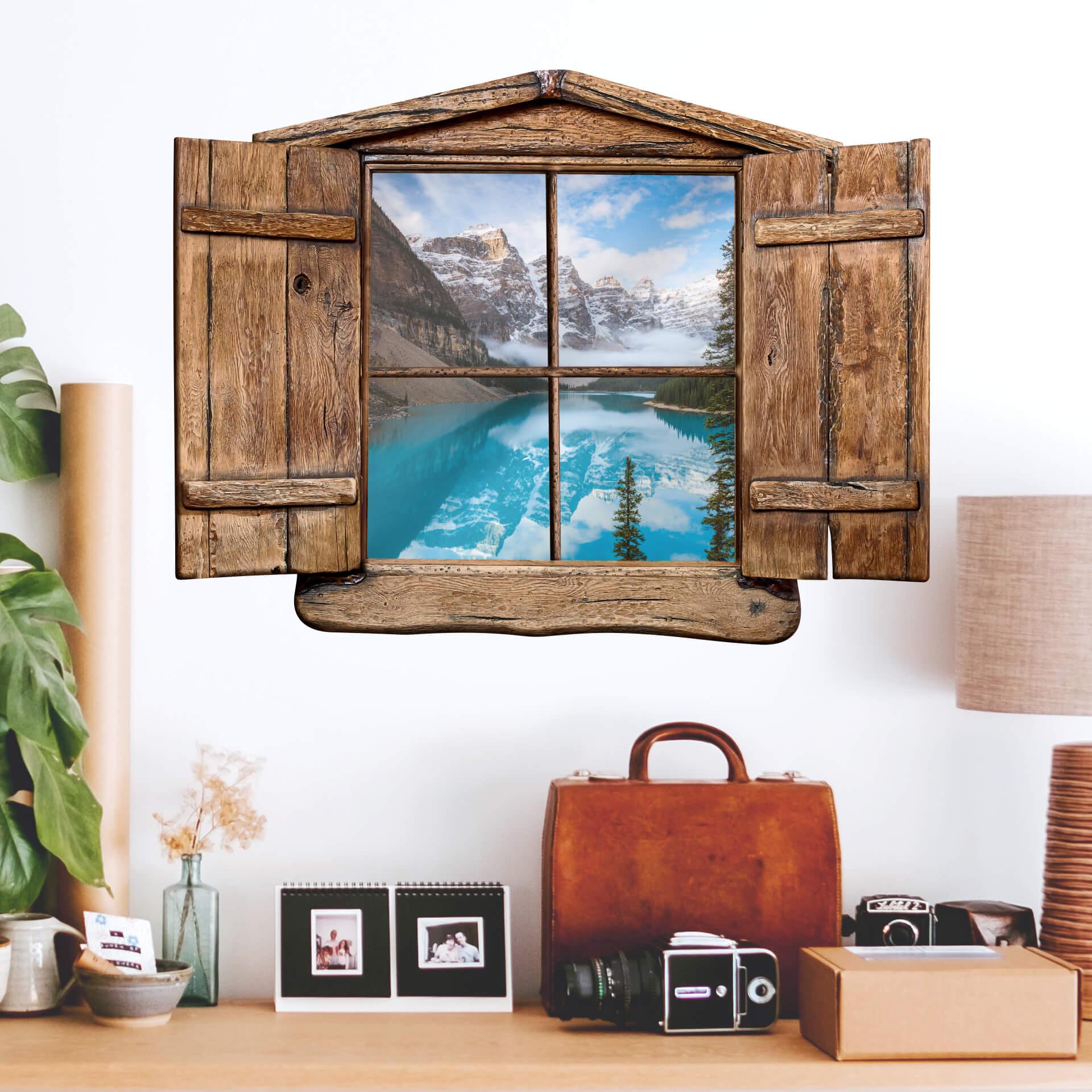 3D Wallsticker - Colombo - Trævindue - Banff National Park i Canada