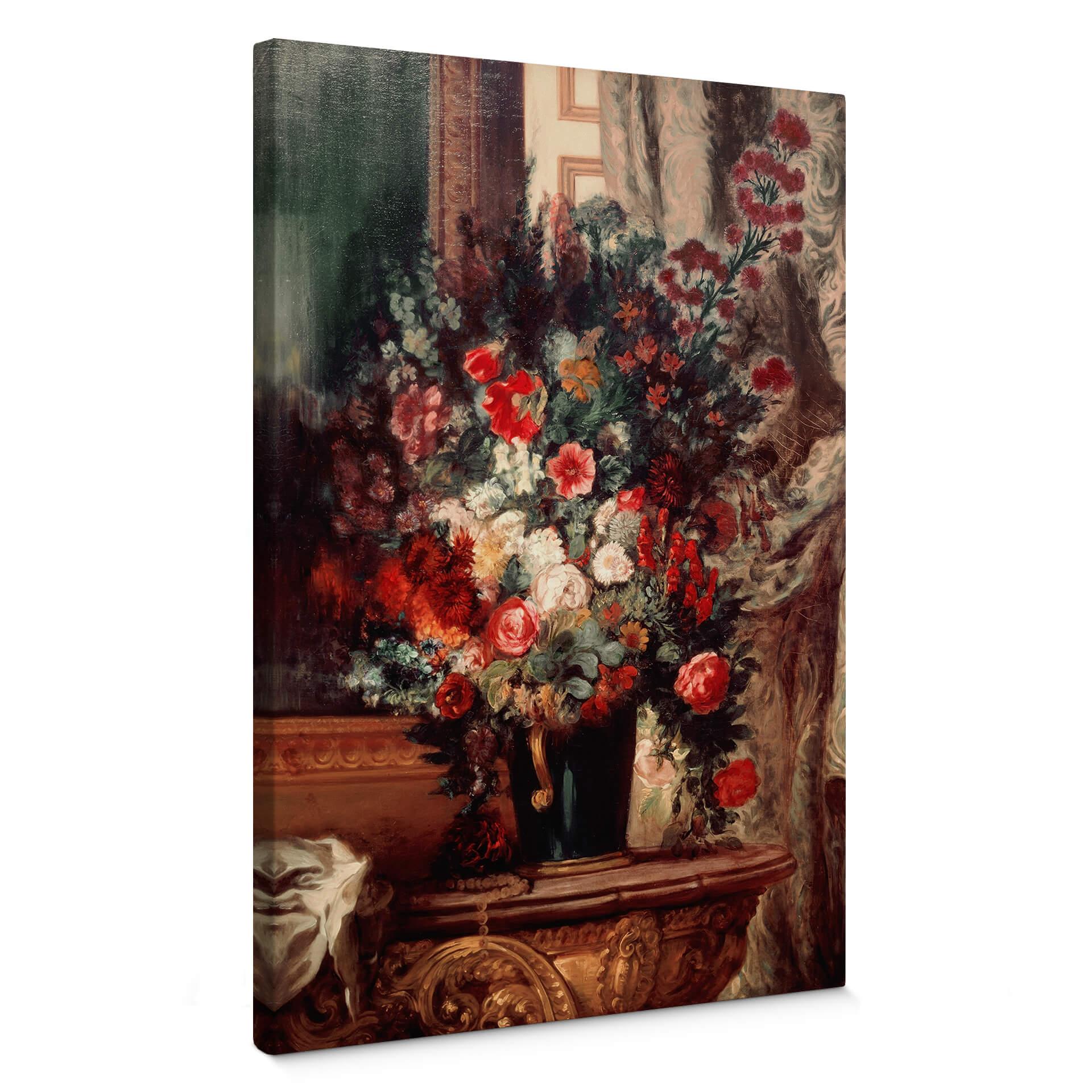 Delacroix - En vase med blomster - Lærredsprint
