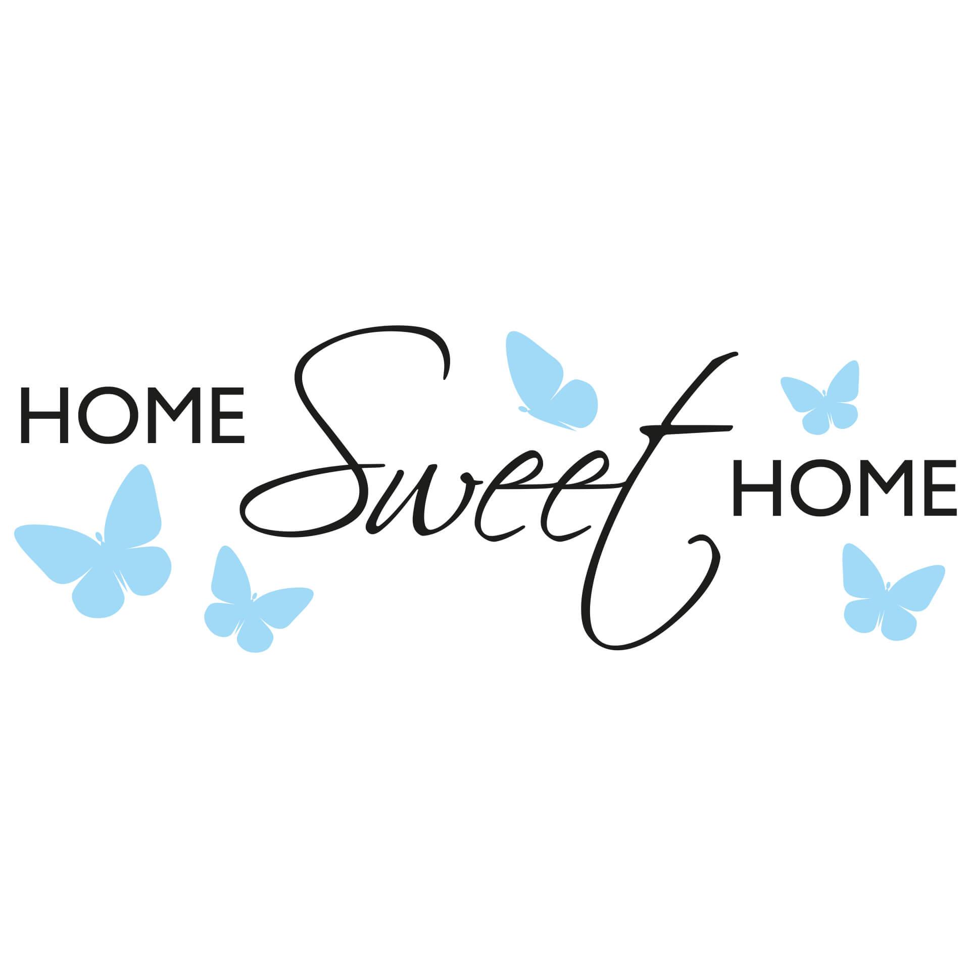 Home Sweet Home con farfalle + 3 appendiabiti - 60x21 cm