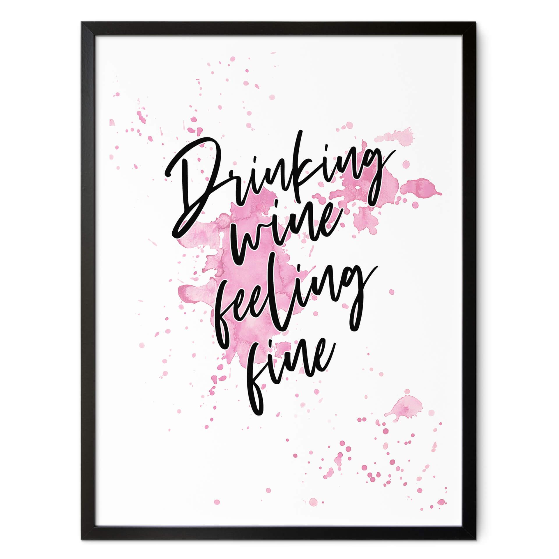 Póster Beber vino sintiéndose bien