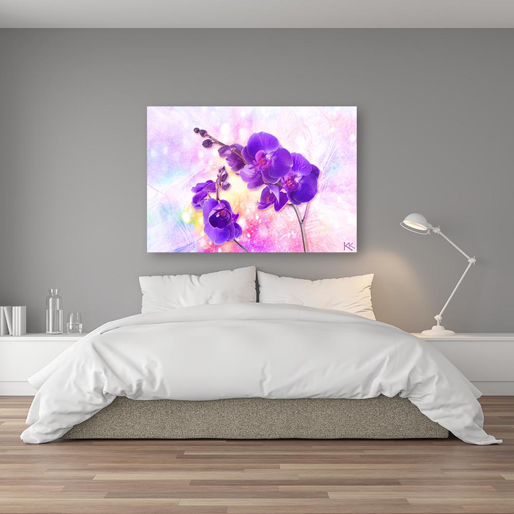 Canvasbillede, Lilla orkidéblomster