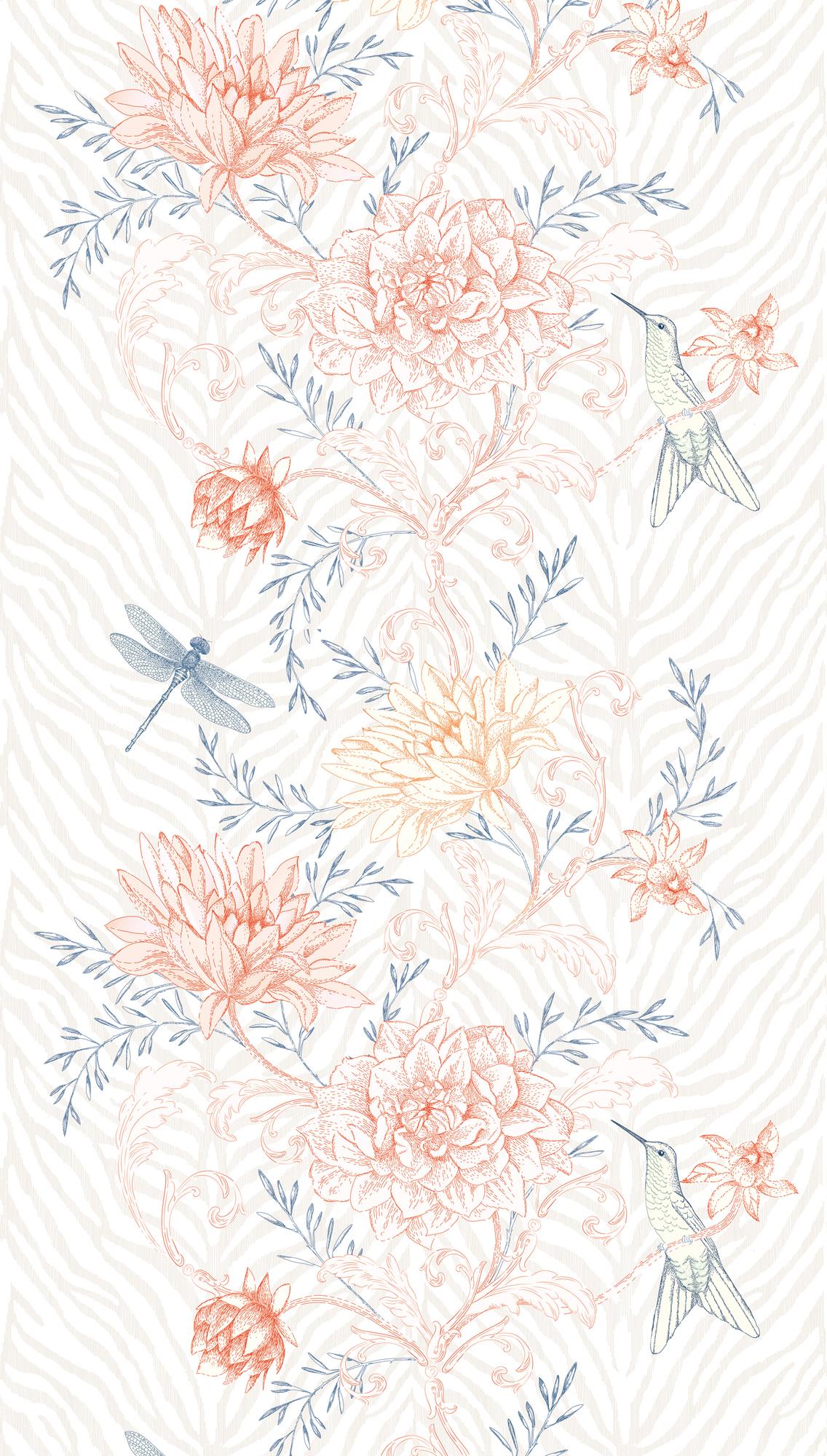 behang bloemen kleurrijk oranje - vliesbehang bloemen planten Livingwalls - mat en glad