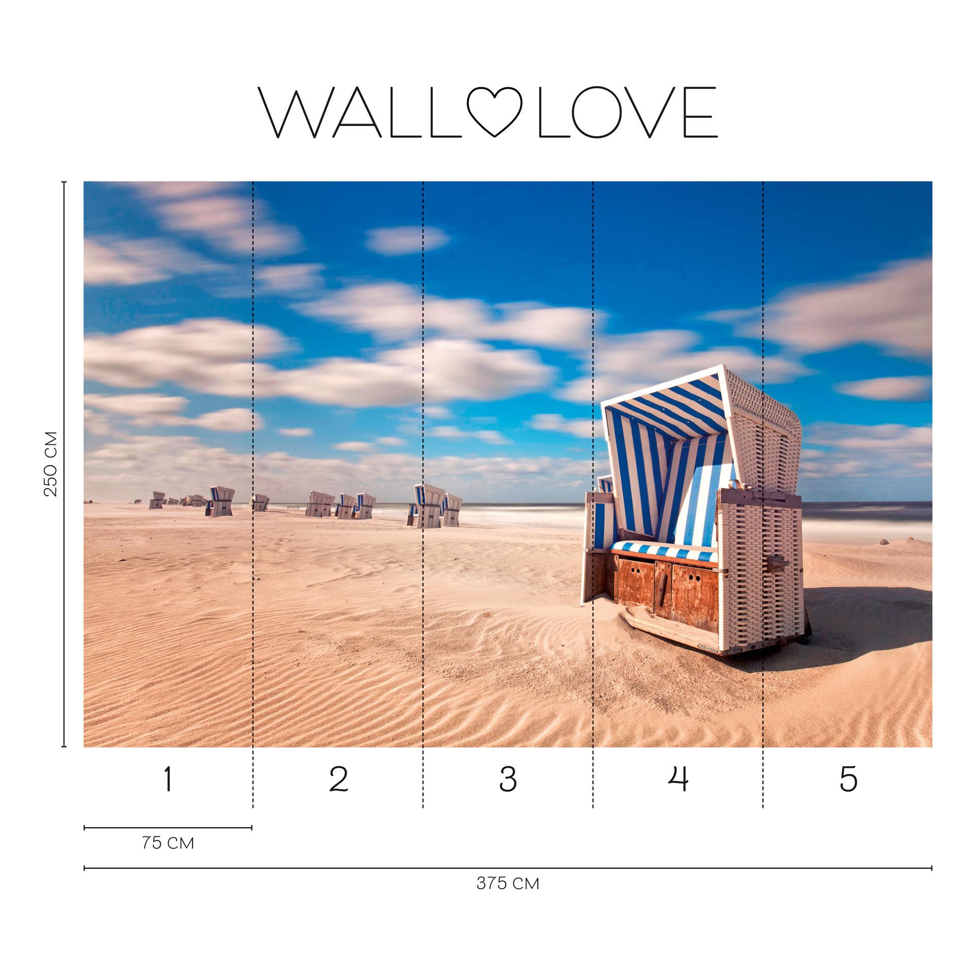 Fotobehang duinen blauw beige - Vliesbehang 3,75 m x 2,50 m Noordzeegevoel