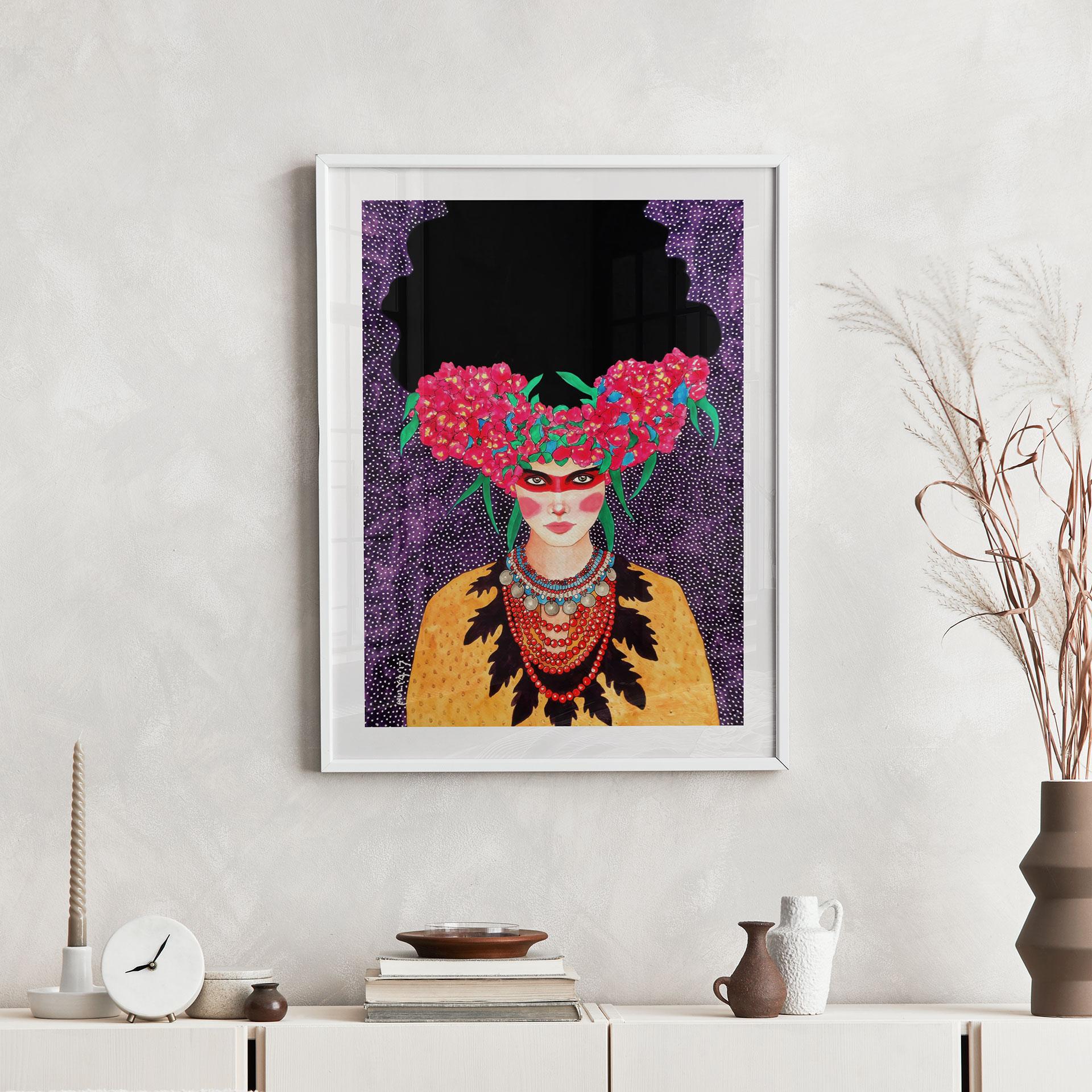 Plakat kvinde med blomsterkrans og styrke - Hülya