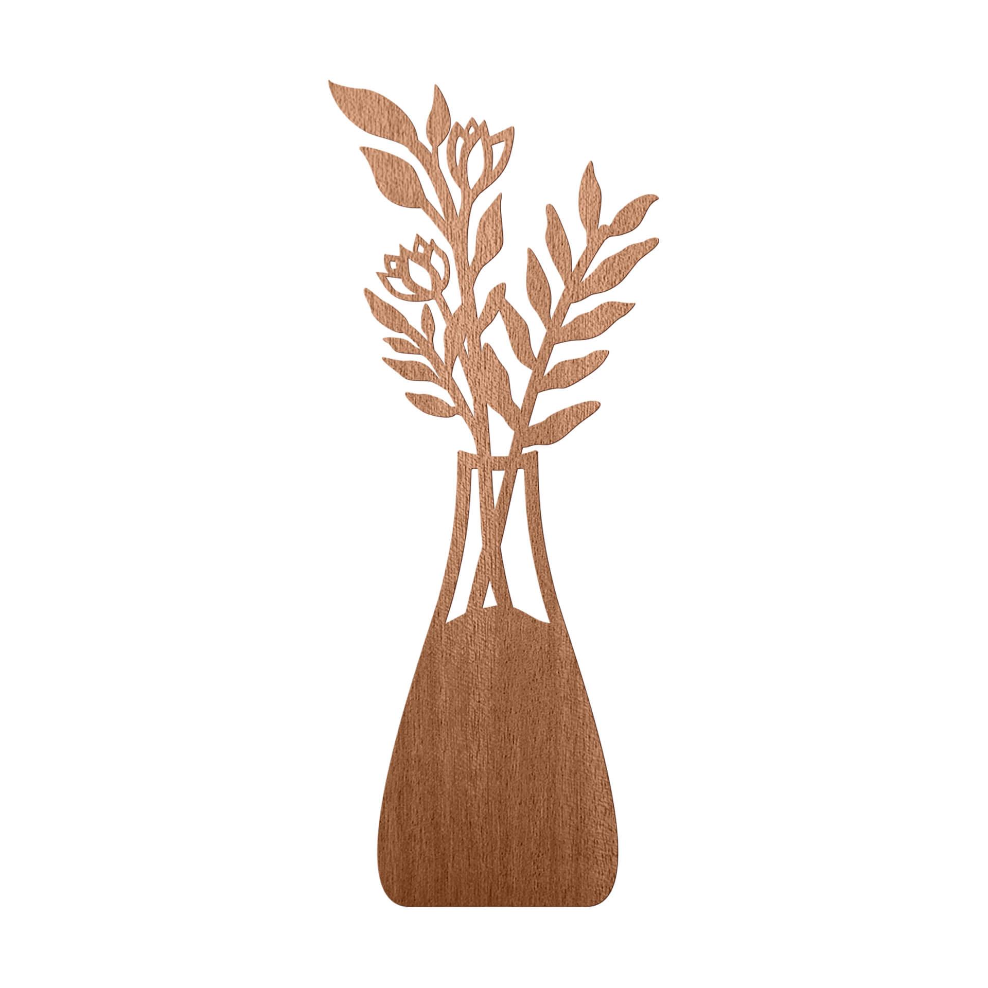 Decoración floral de madera - ramo en jarrón - madera de caoba