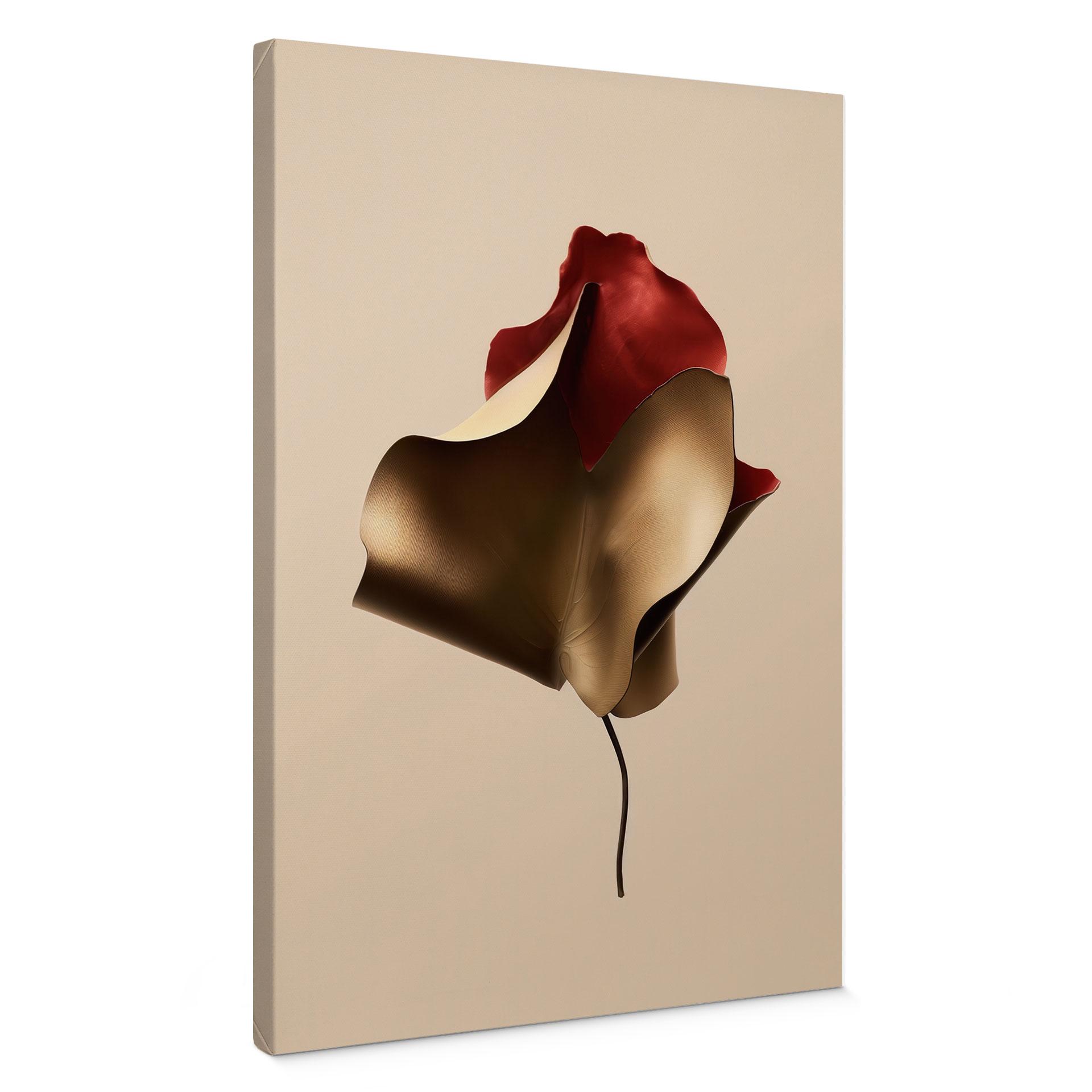 Canvasbillede Elegant blad i guld og rød - Alma