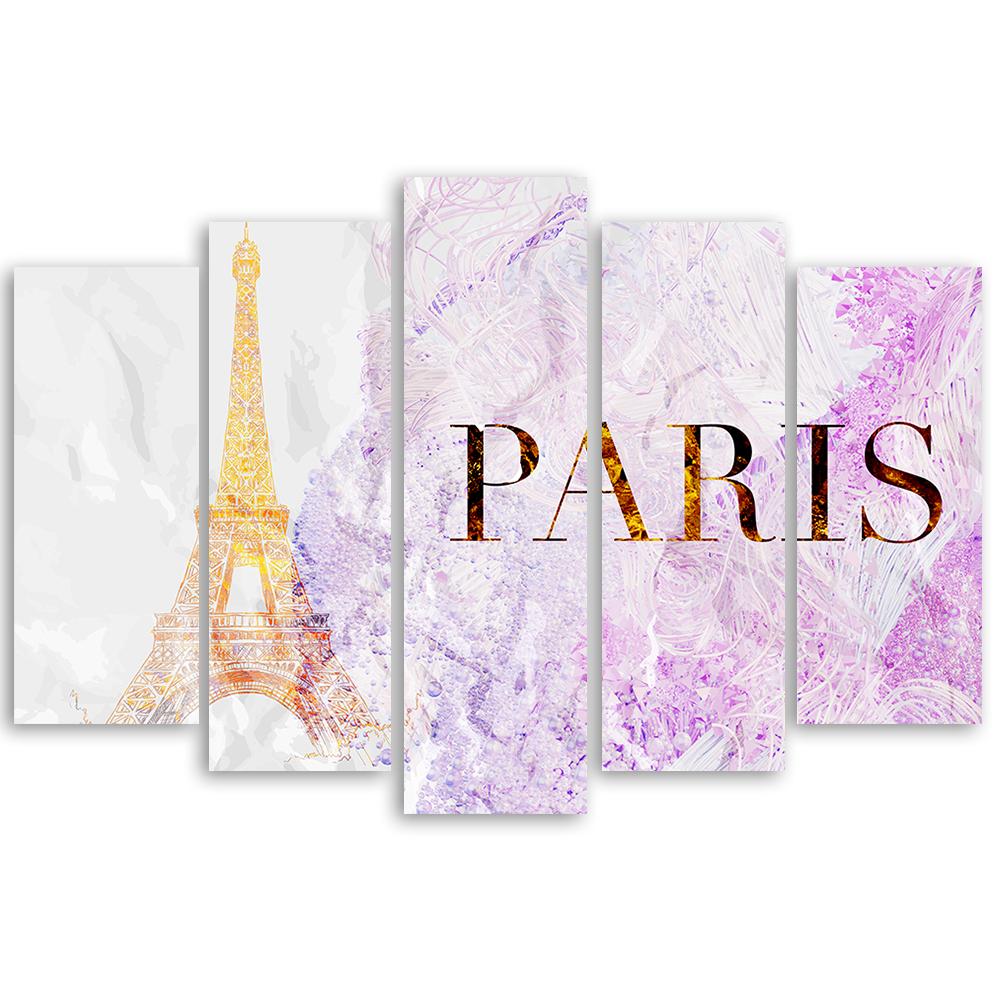 Lærred print 5 styk, Paris Eiffel Tower Glamour