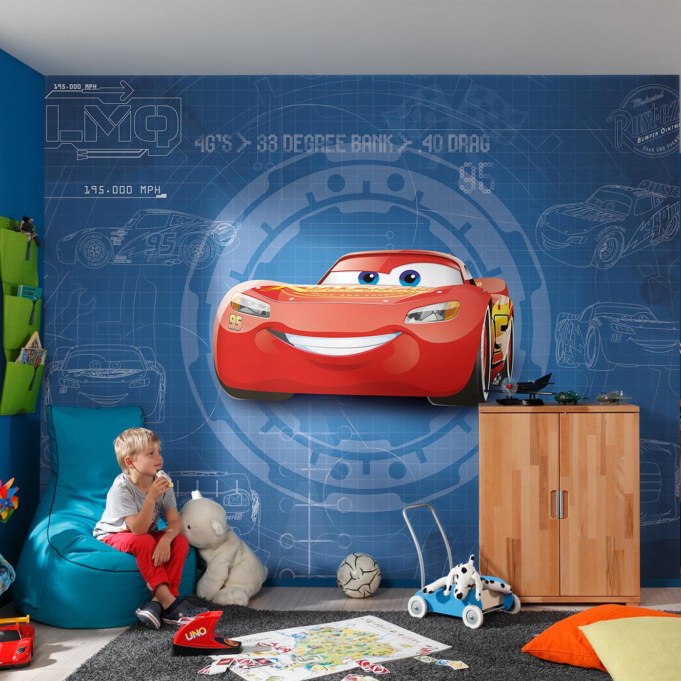 Fotobehang Disney Cars 3 Blueprint