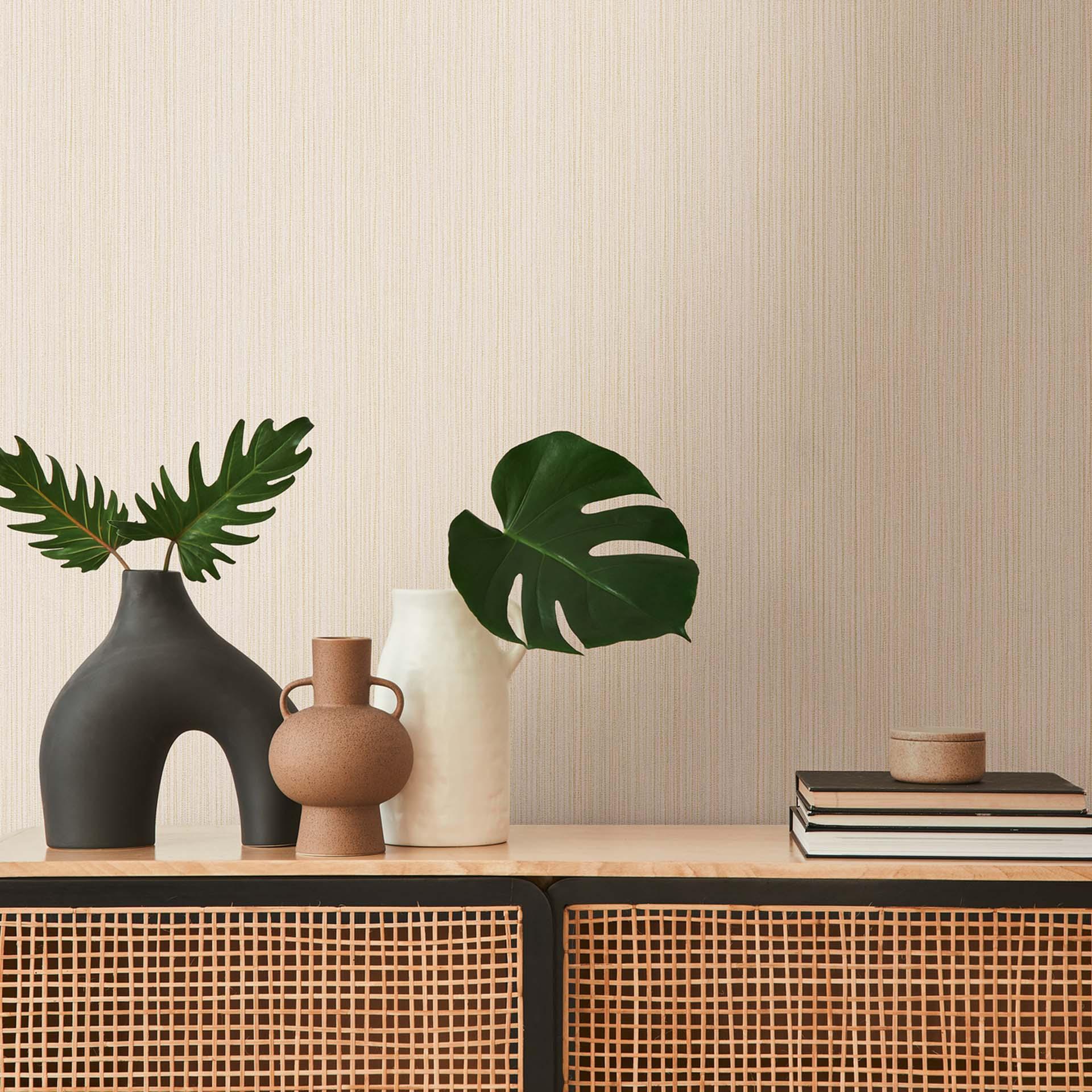 A.S. Création non-woven tapet BOS - enhedstapet tapet tekstureret tapet beige, guld, grå