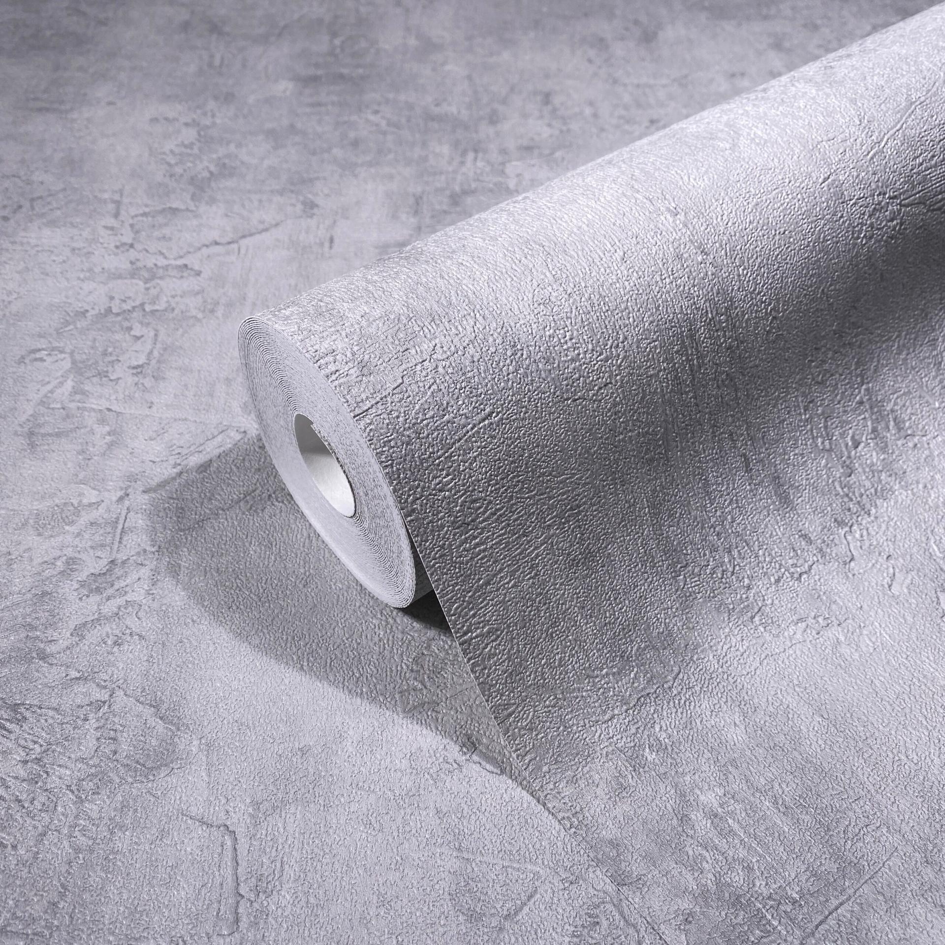 Non-woven tapet i betonlook ensfarvet grå Tekstur