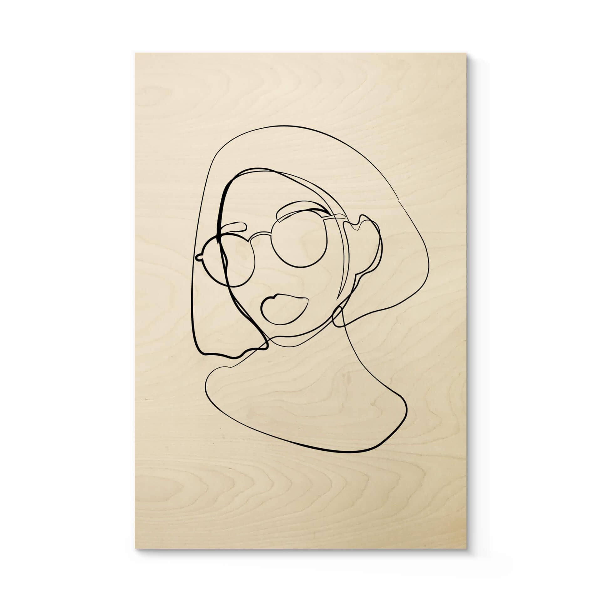 Billede af træ NKTN - Line Art - Kvinde med briller