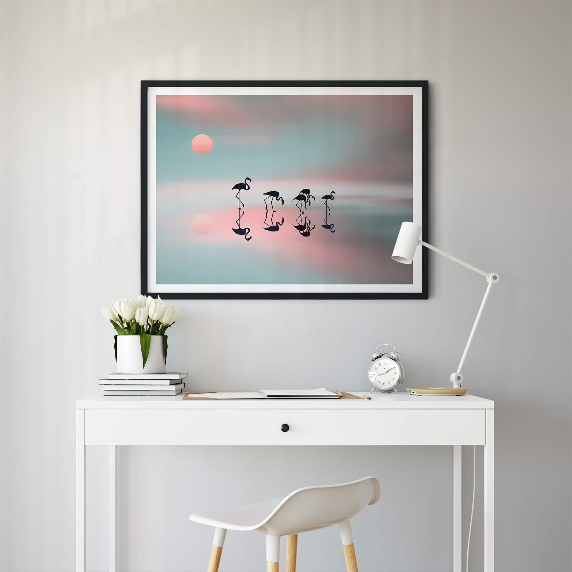 Plakat Natalia - Rodzina flamingów