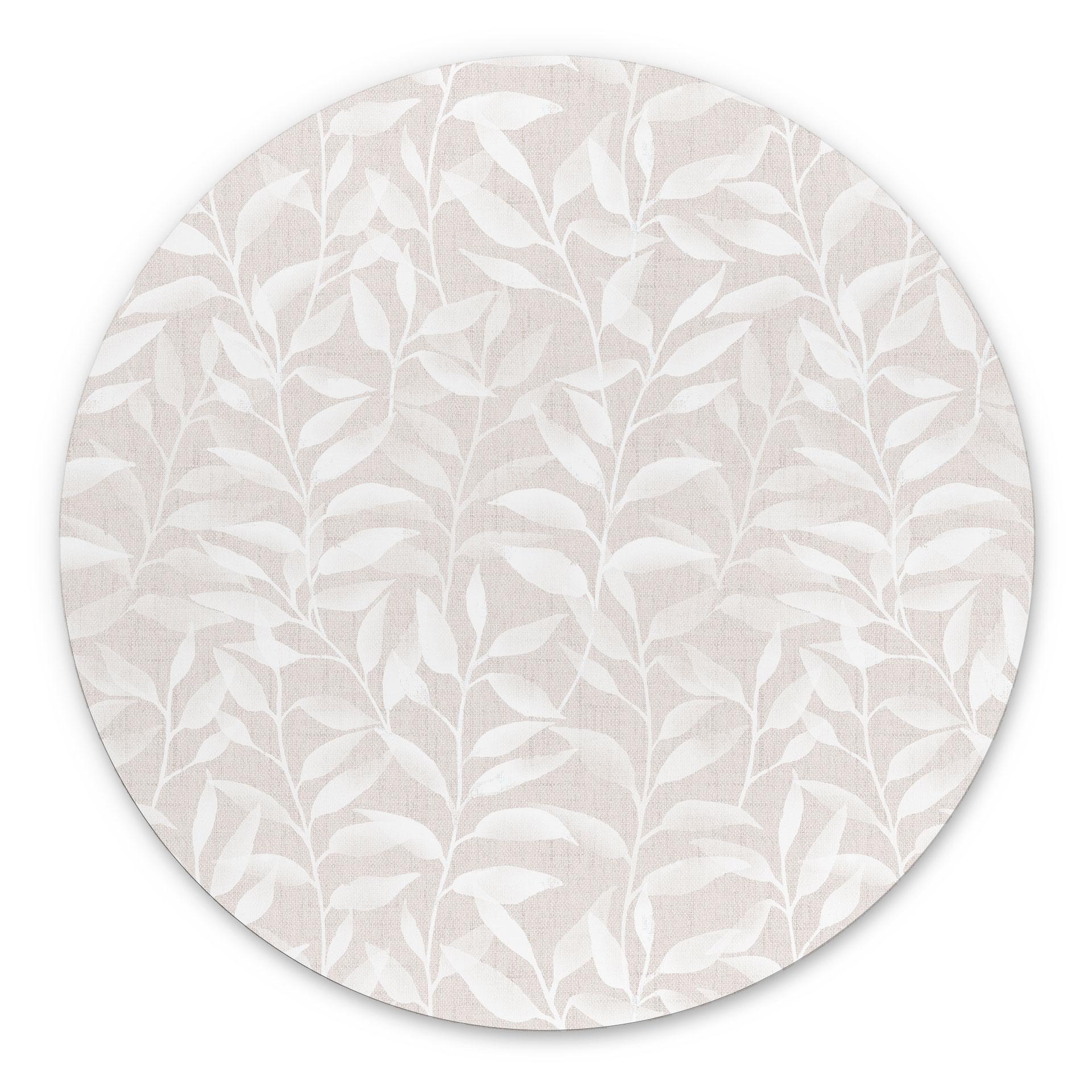 Billede Sarte akvarelblade - Soft Beige - Bloomery Decor - Rund – print på aluminium