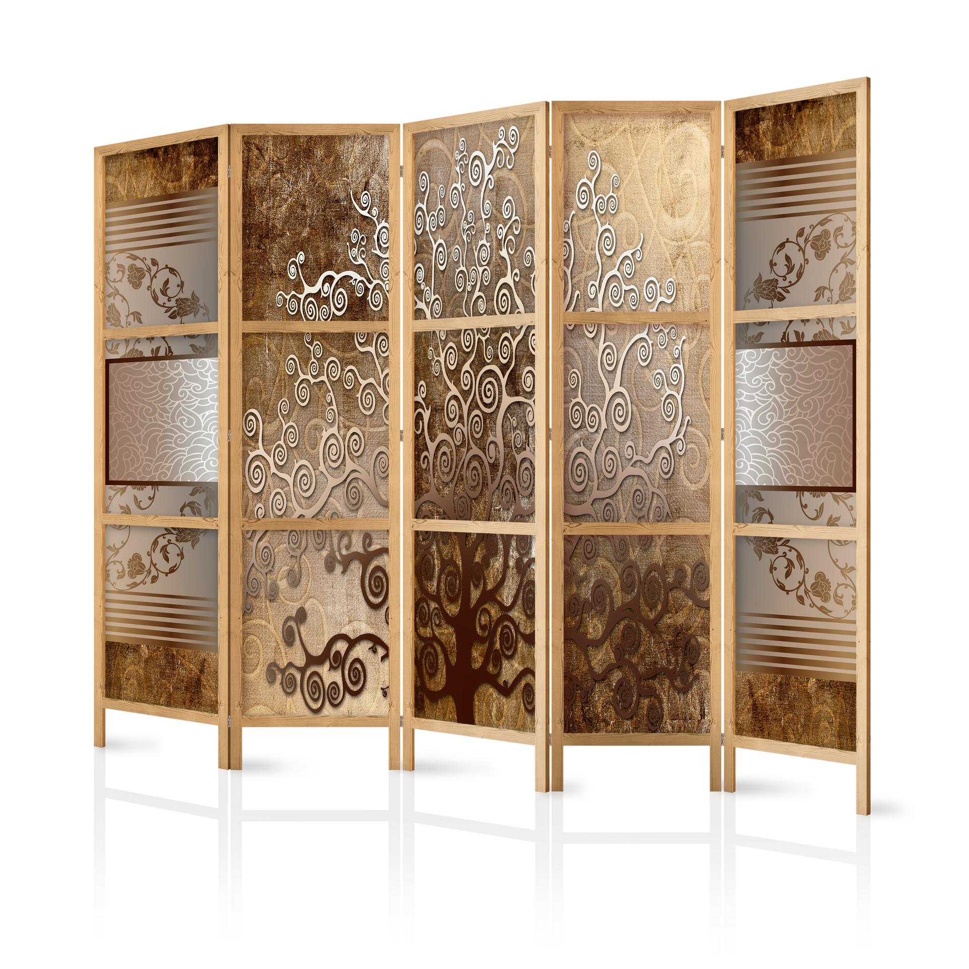 Parete divisoria giapponese pieghevole - Fiori d'oro, 3 pezzi