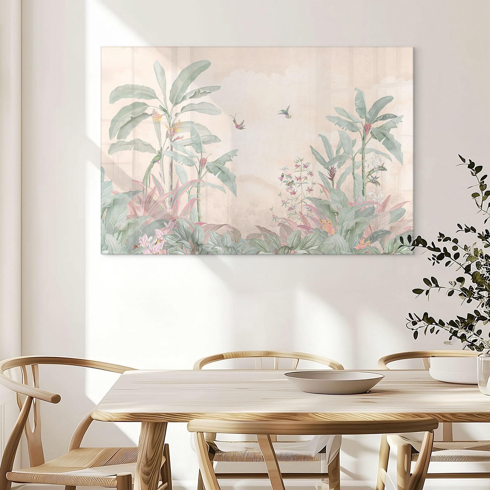 Akrylbillede Tropisk idyl med kolibri abrikos - Bloomery Decor