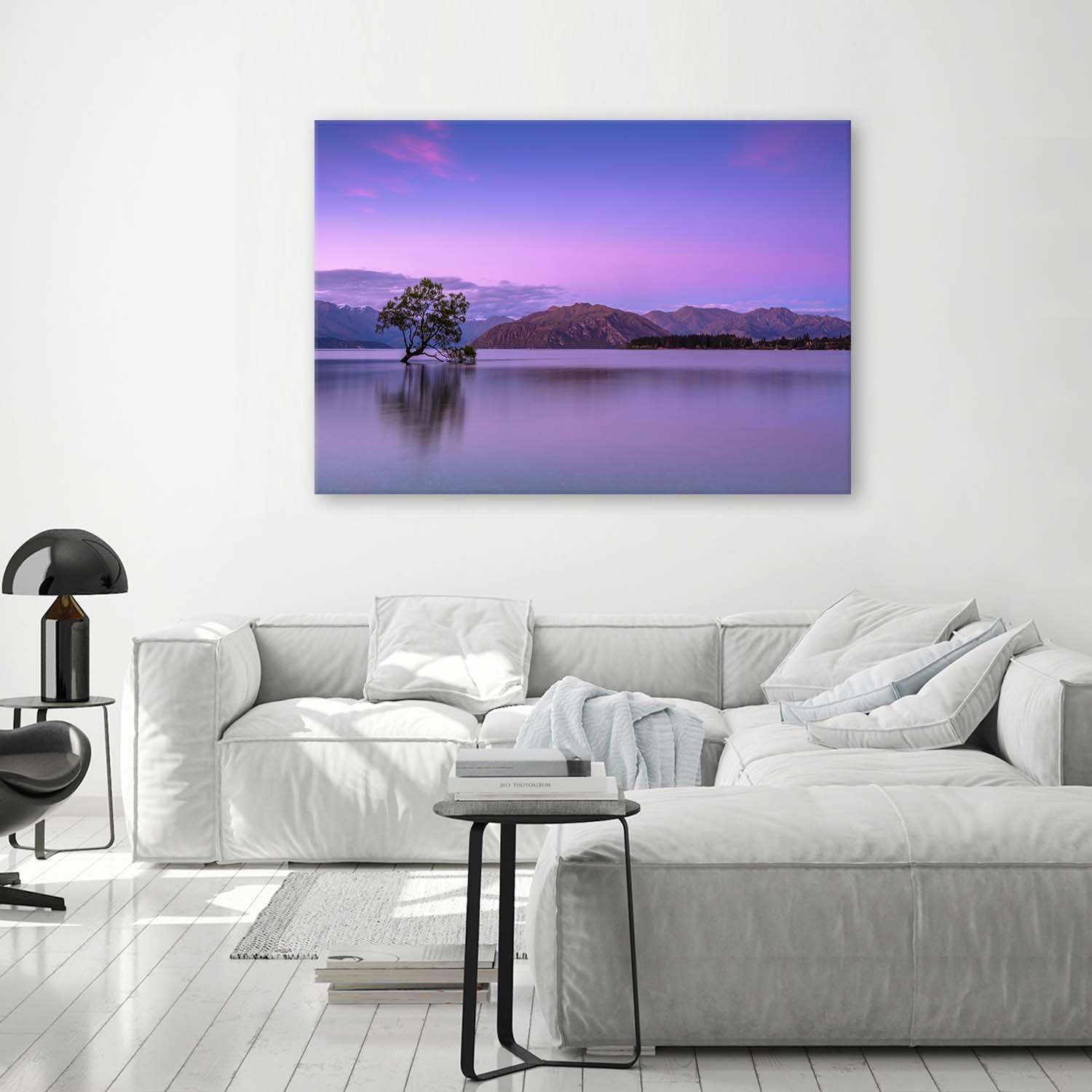 Canvasbillede, Træ ved en sø