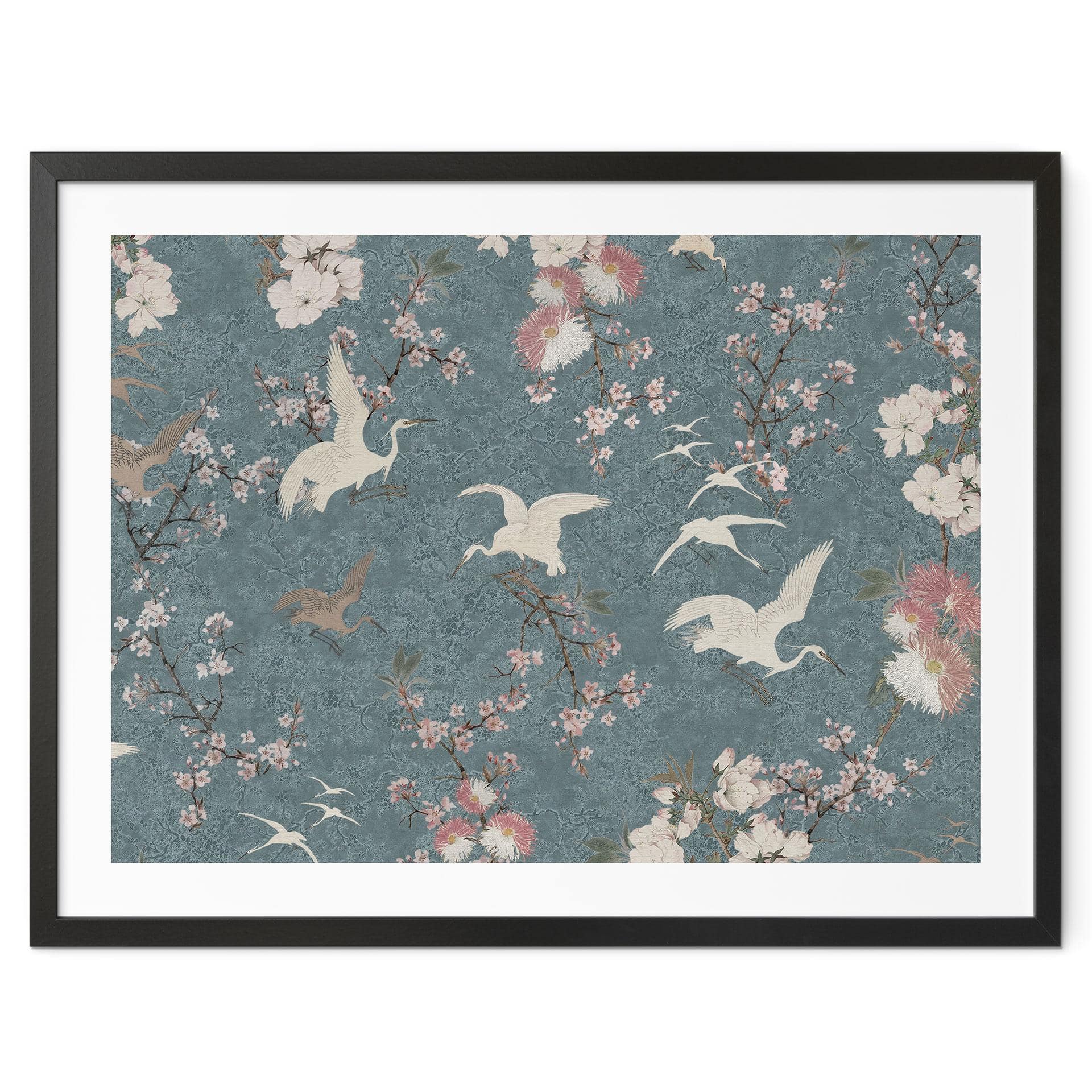 Poster Tranor i körsbärsblom Rush Blue - Bloomery Decor