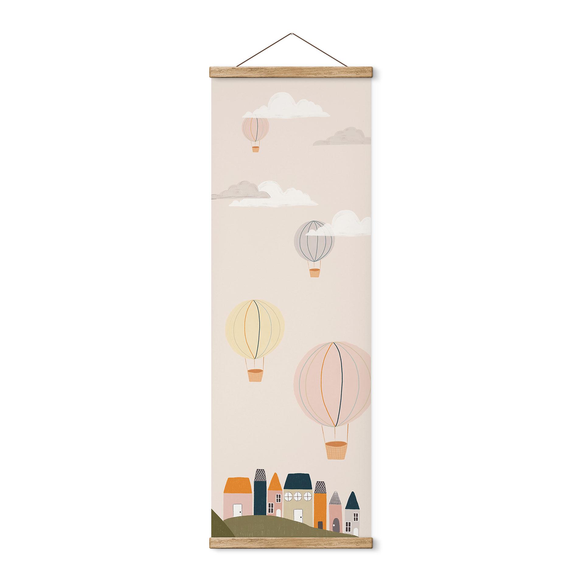Tekstil plakat Farverige luftballoner på himlen - Lisboa - Panorama