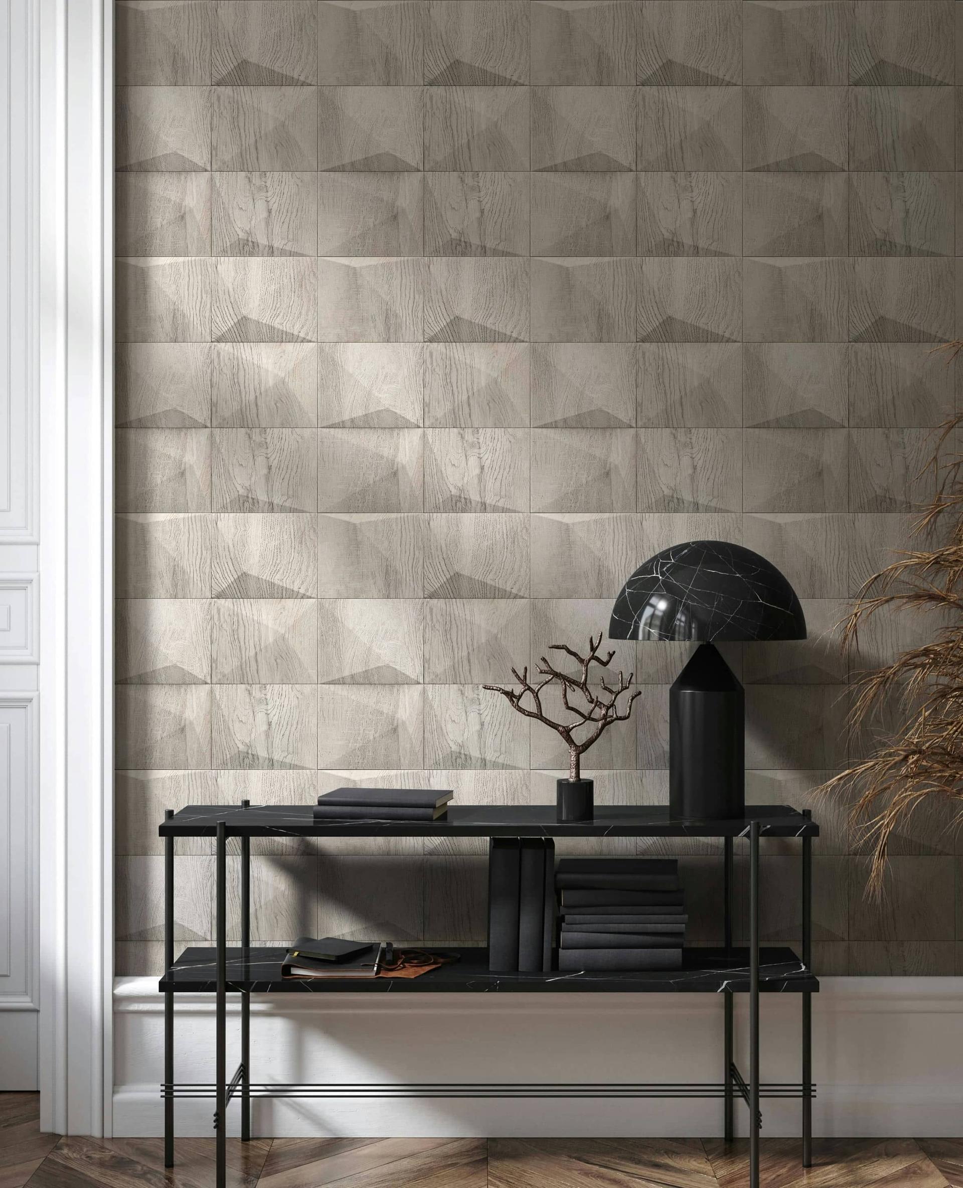 non-woven tapet grå beige træoptik til stue soveværelse kontor marburg tapet