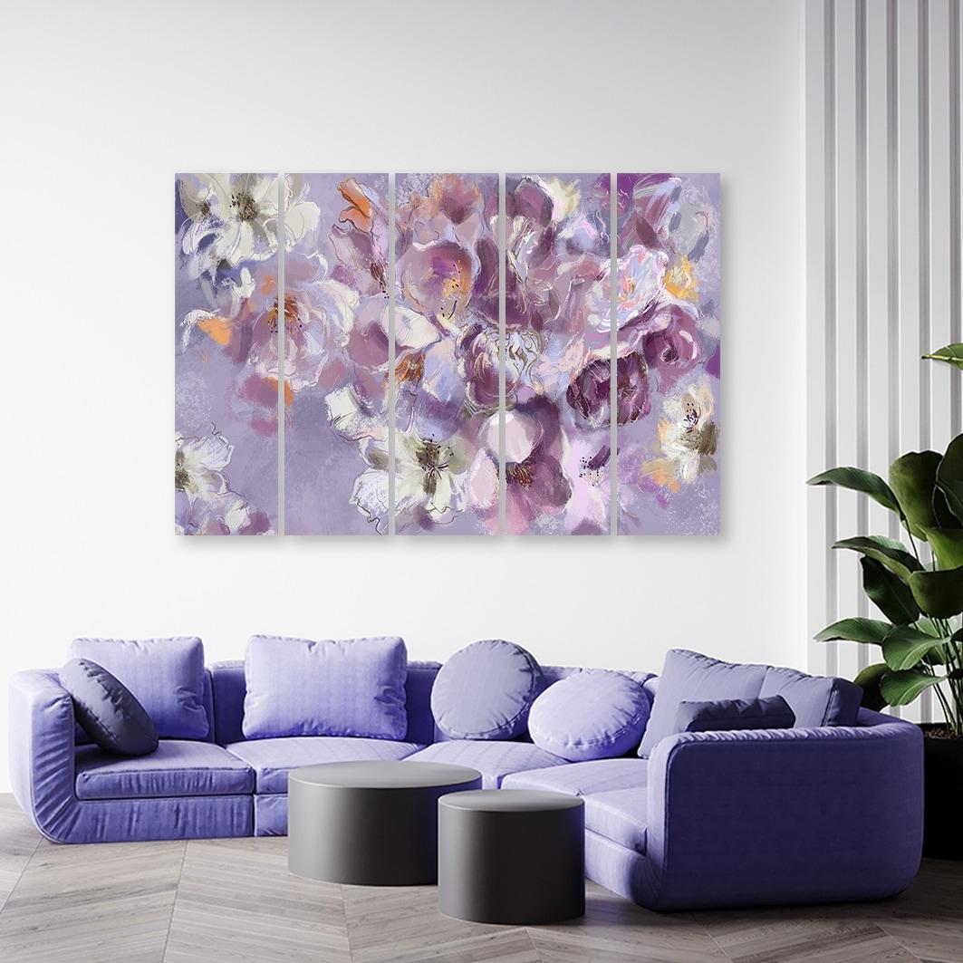 5 stykke lærredstryk, Irisblomst