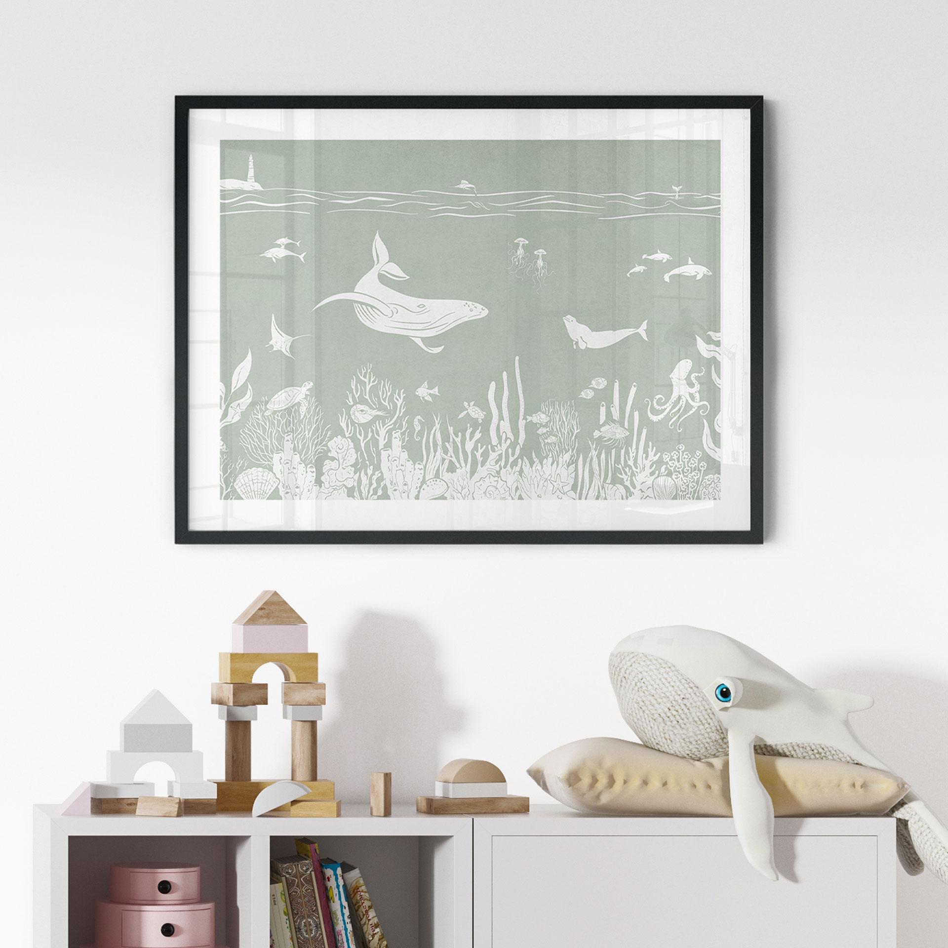 Póster Arrecifes de coral y animales marinos - Un viaje al verde - Kikki Belle