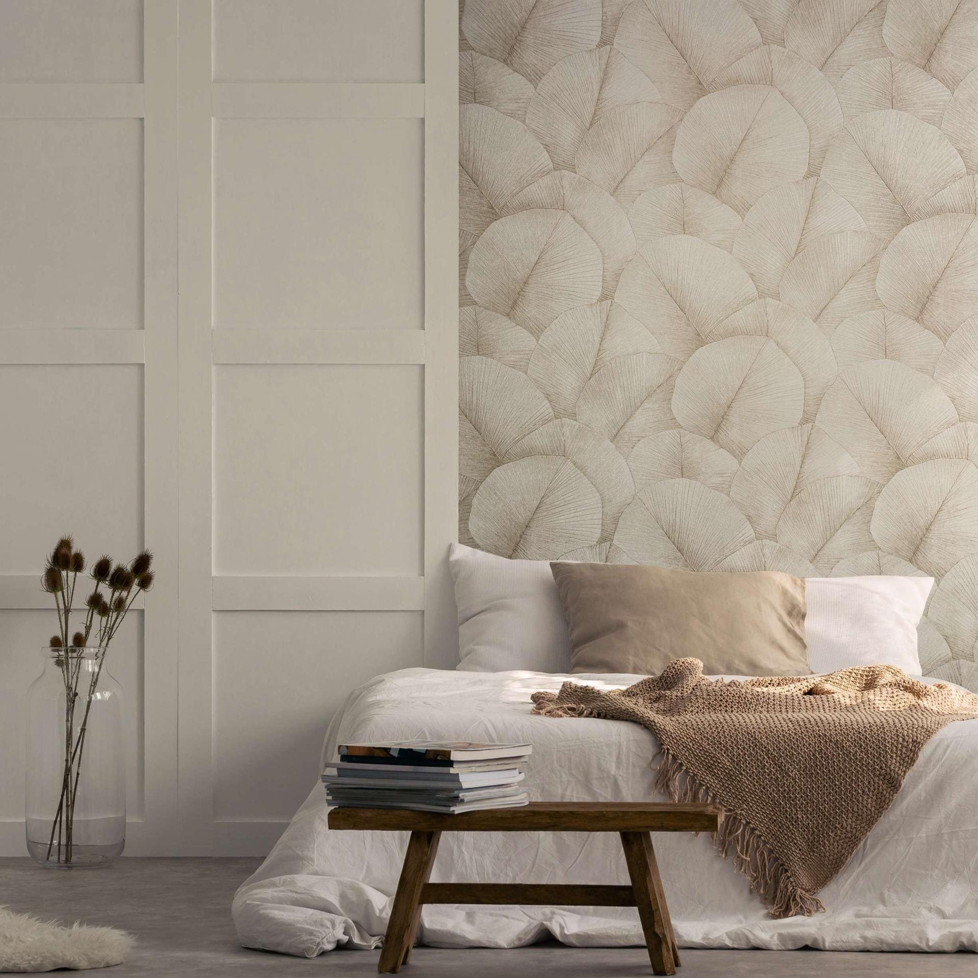 blomstret tapet, non-woven tapet Kumano beige