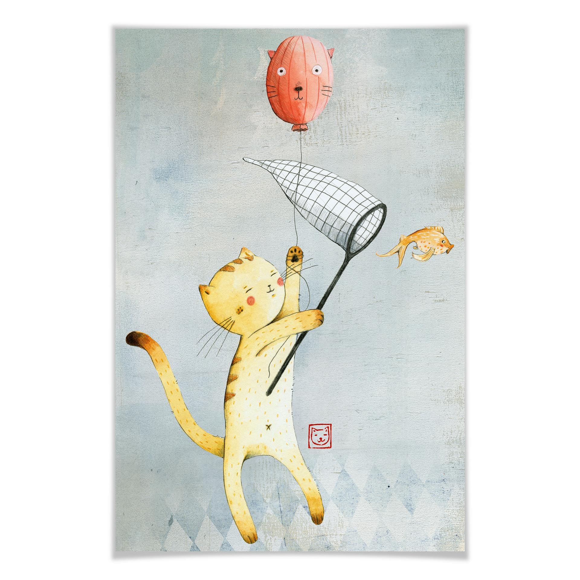 Poster - Loske - Chat avec ballon