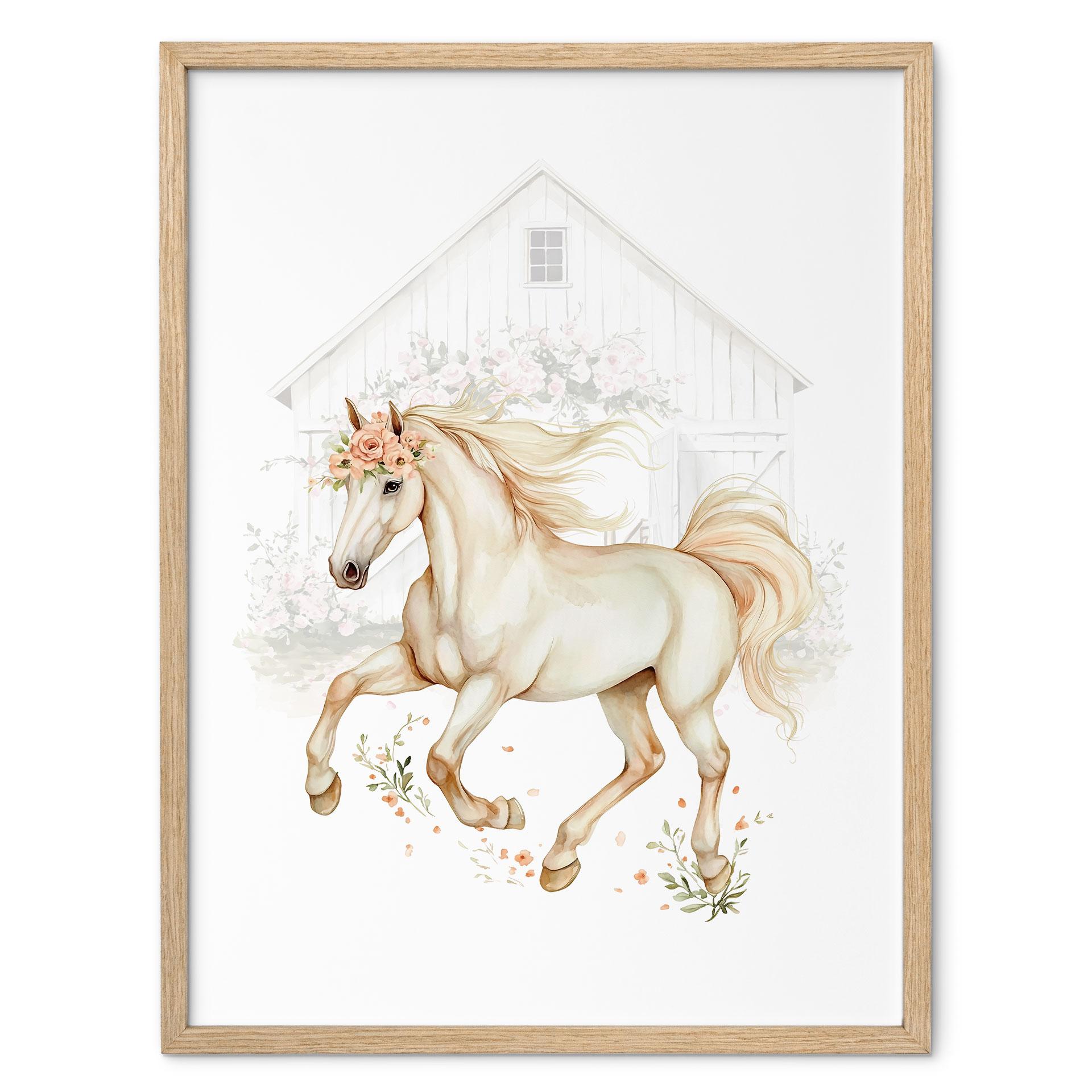 Børneplakat Boho-hest i let galop