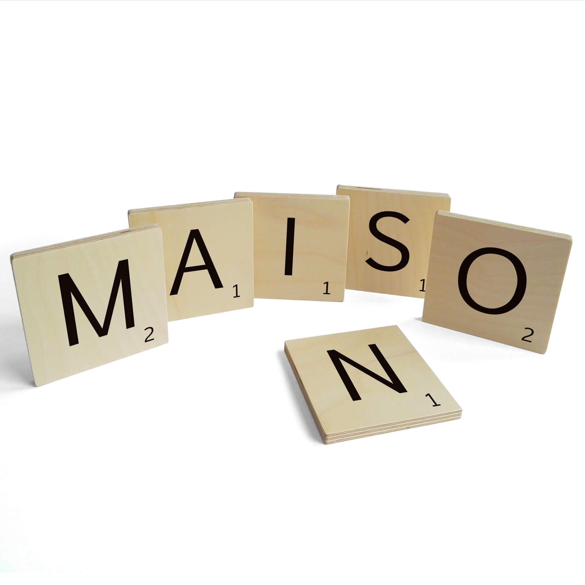 Lettres murales  - Maison - Placage bois de bouleau