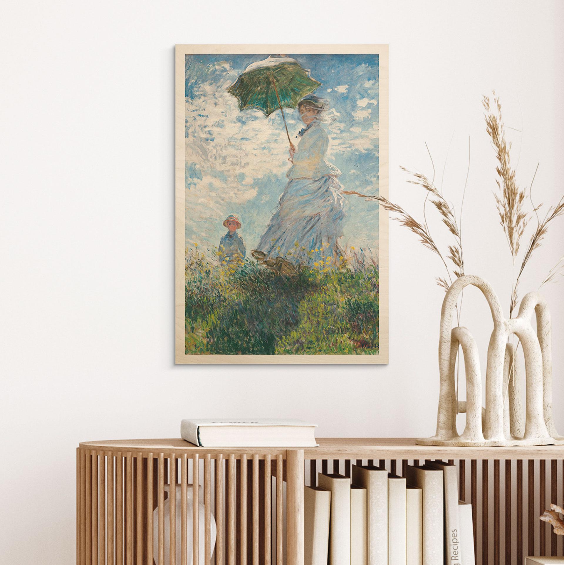 Billede af træ Monet - Kvinde med parasol - Madame Monet og hendes søn