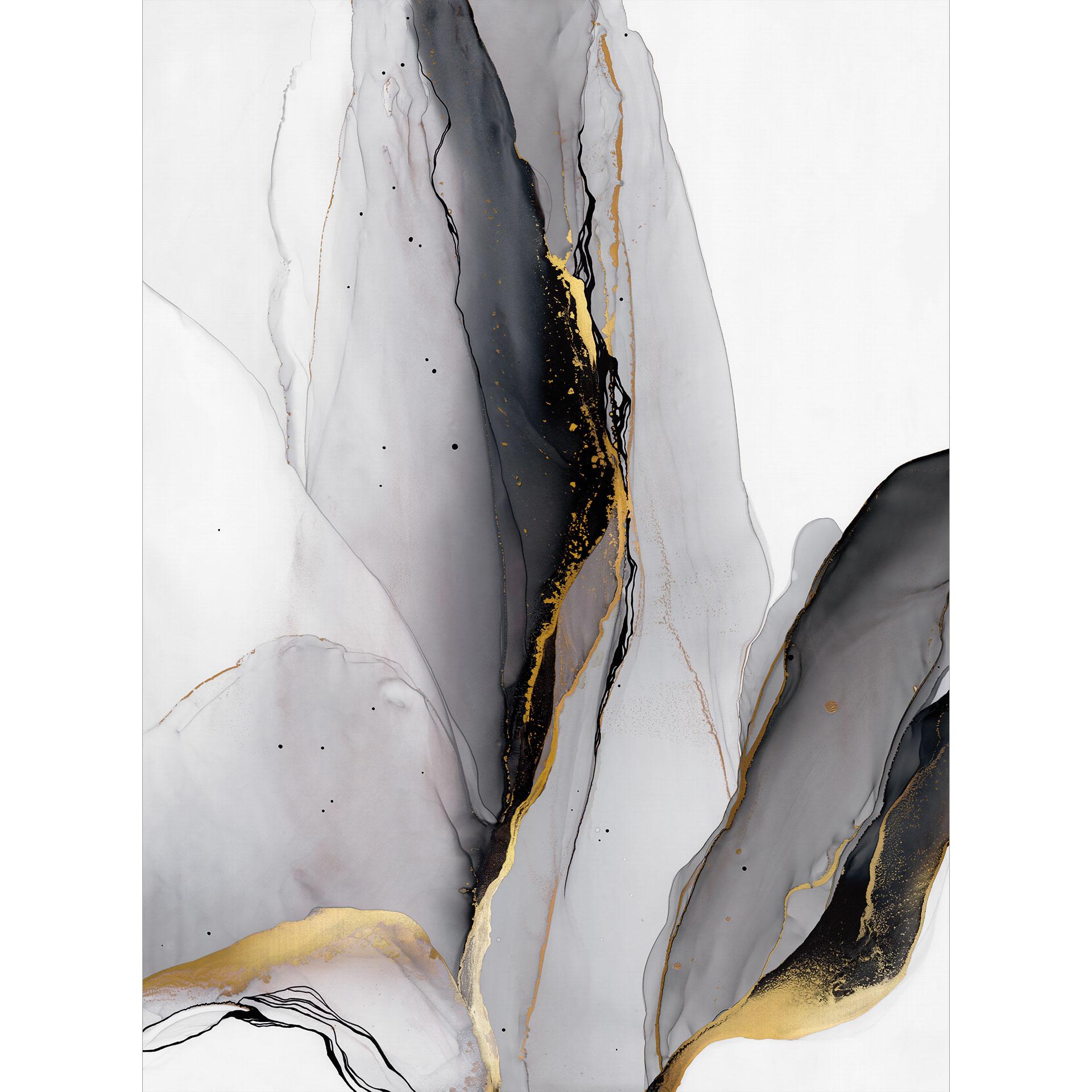 Abstracte compositie Fotobehang in goud en grijs - Shelest