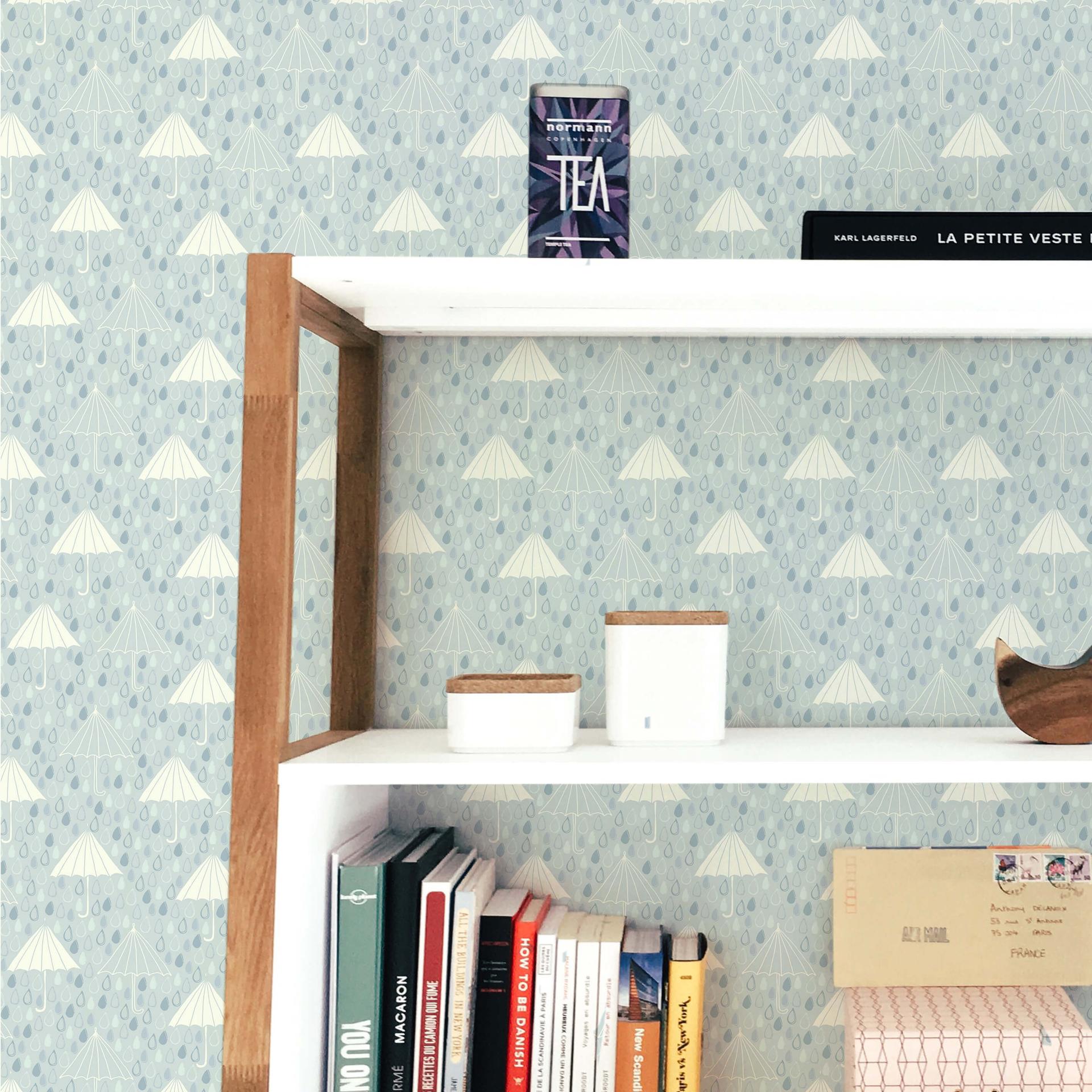 Patroonbehang No more rainy days - blauw