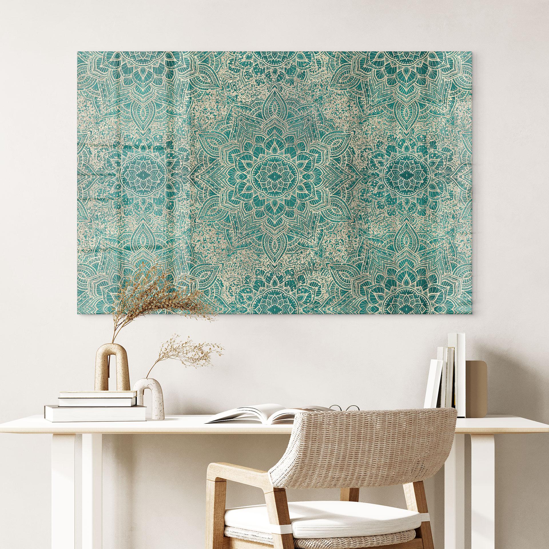 Akrylbillede Mandala Boho guld-grøn - Bloomery Decor