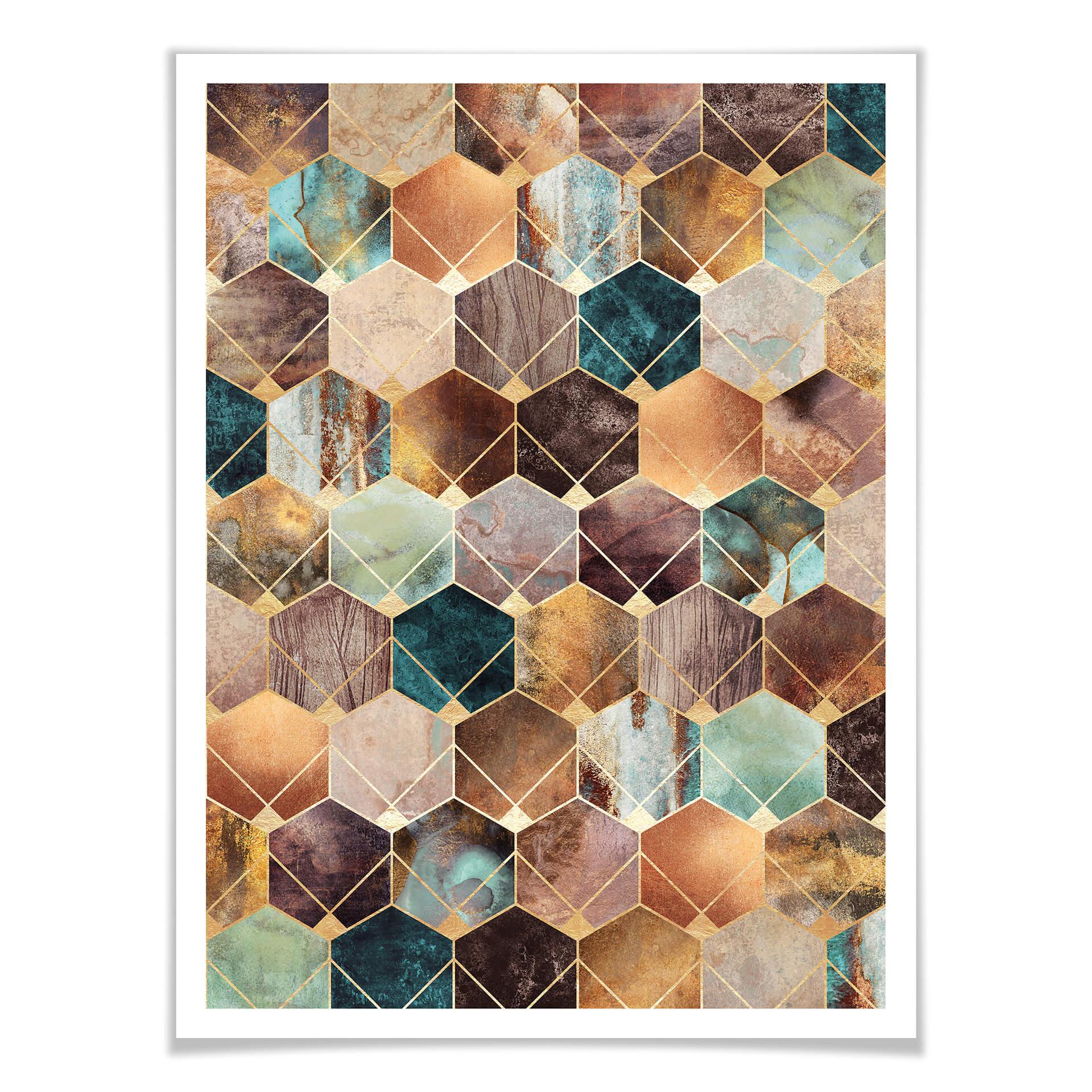 Frederiksson Plakat - Gold & Copper Hexagons