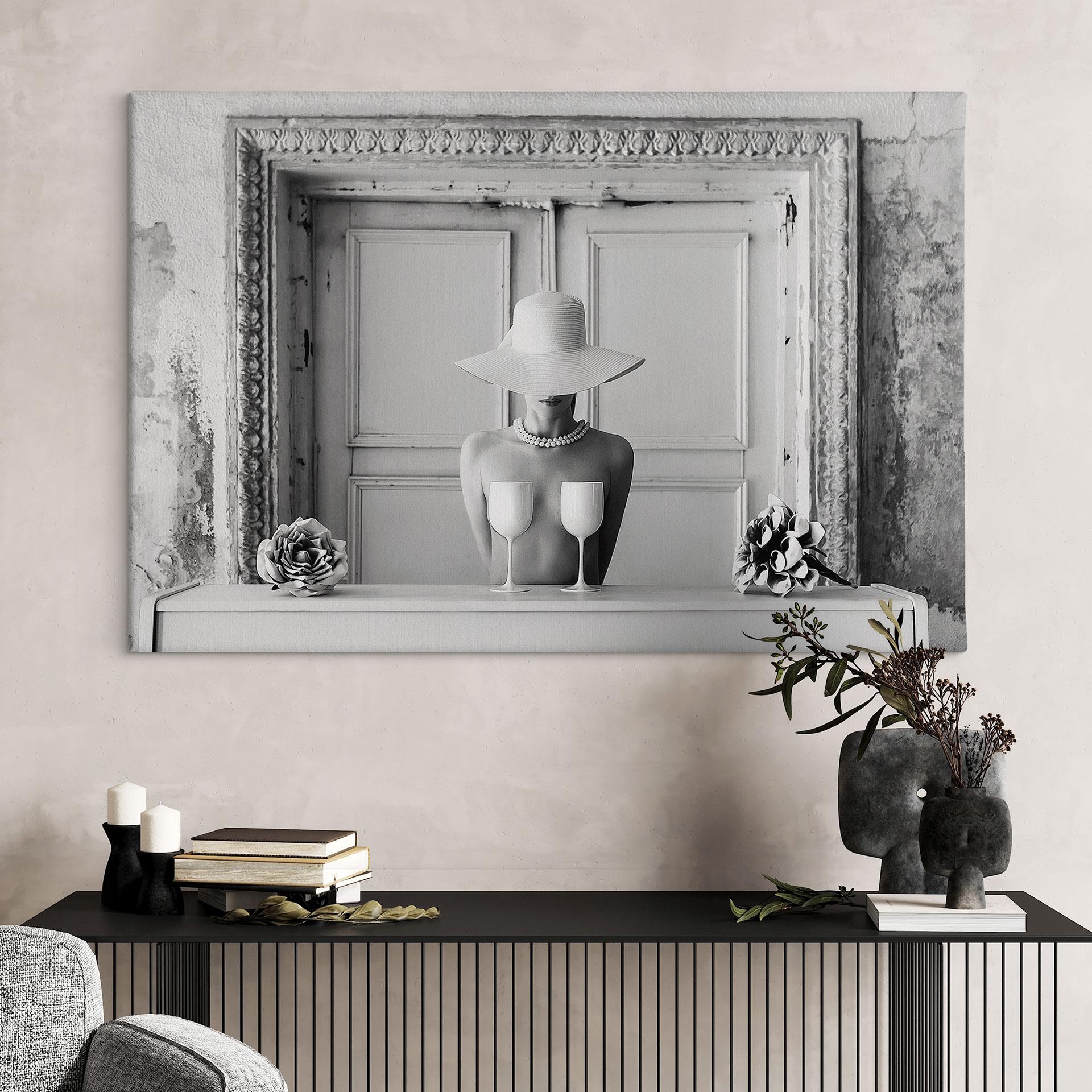 Canvasbillede kvinde med champagneglas - Bolgov