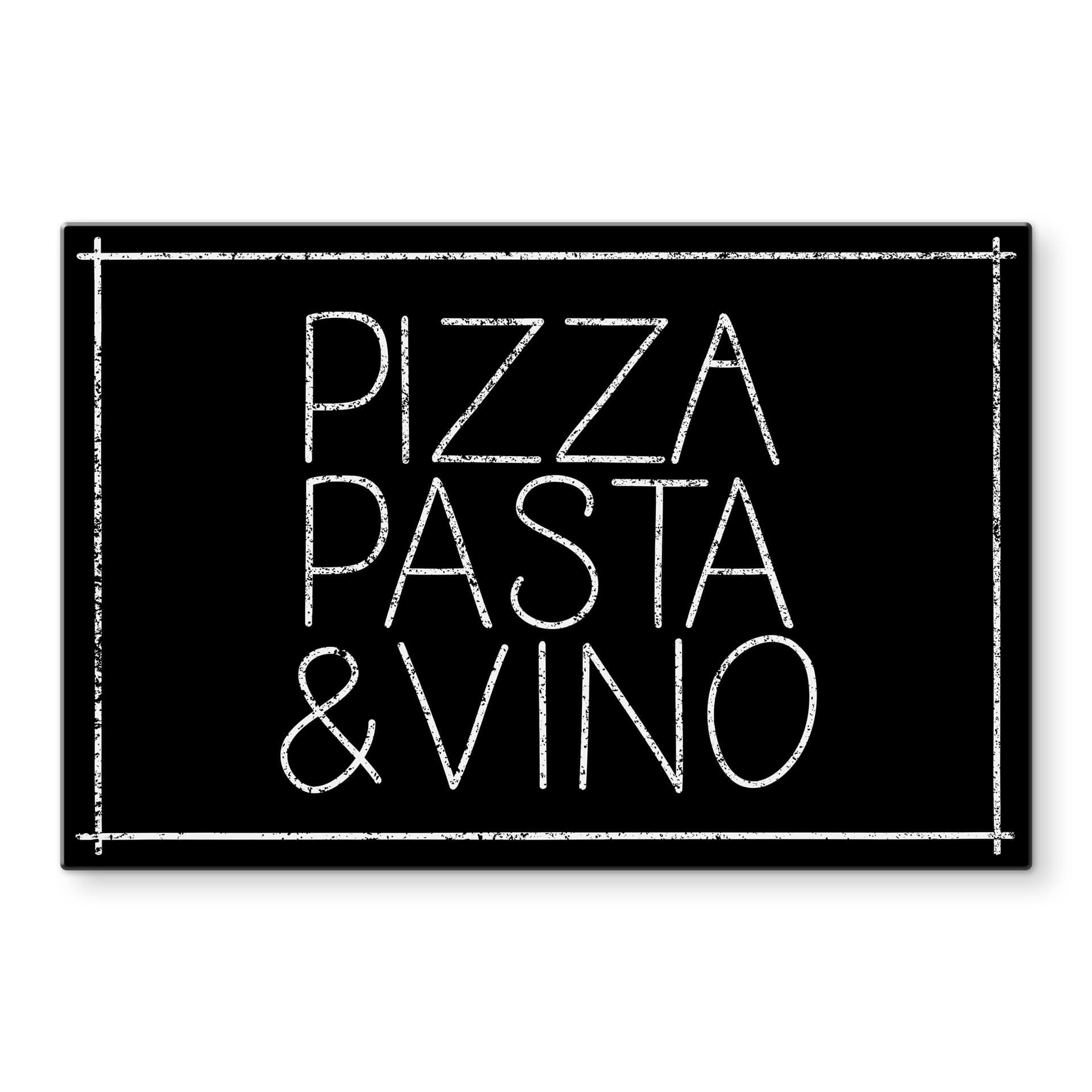 Panel szklany do kuchni Pizza Pasta & Vino - czarny