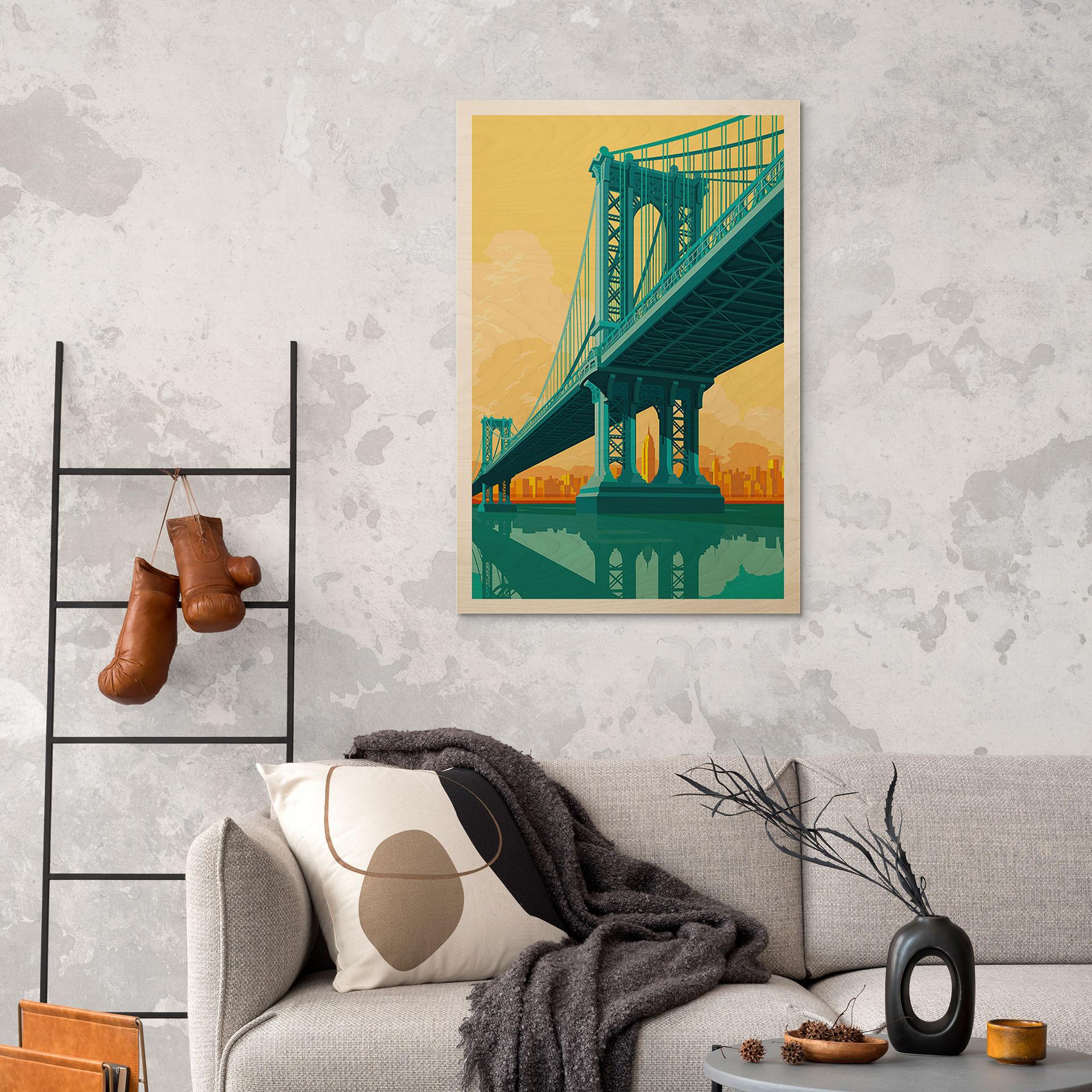 Billede af træ byudsigt gennem Manhattan Bridge - Heemskerk