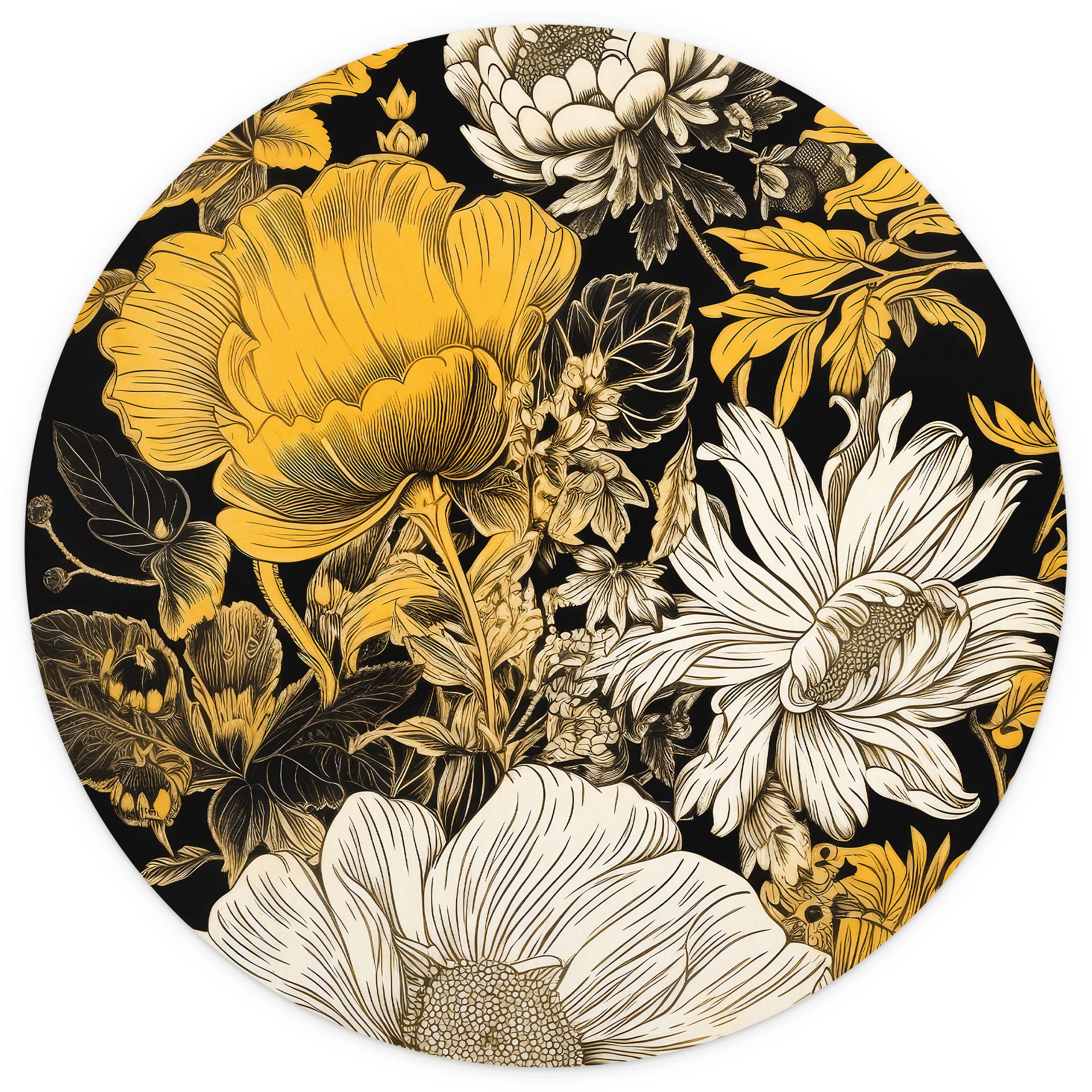 Behangcirkel Ochre Flowers Jaszke - vliesbehang/zelfklevend vliesbehang