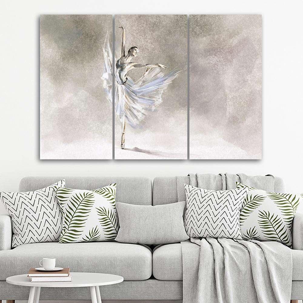 Lærredstryk 3 dele, Ballerina Pirouet